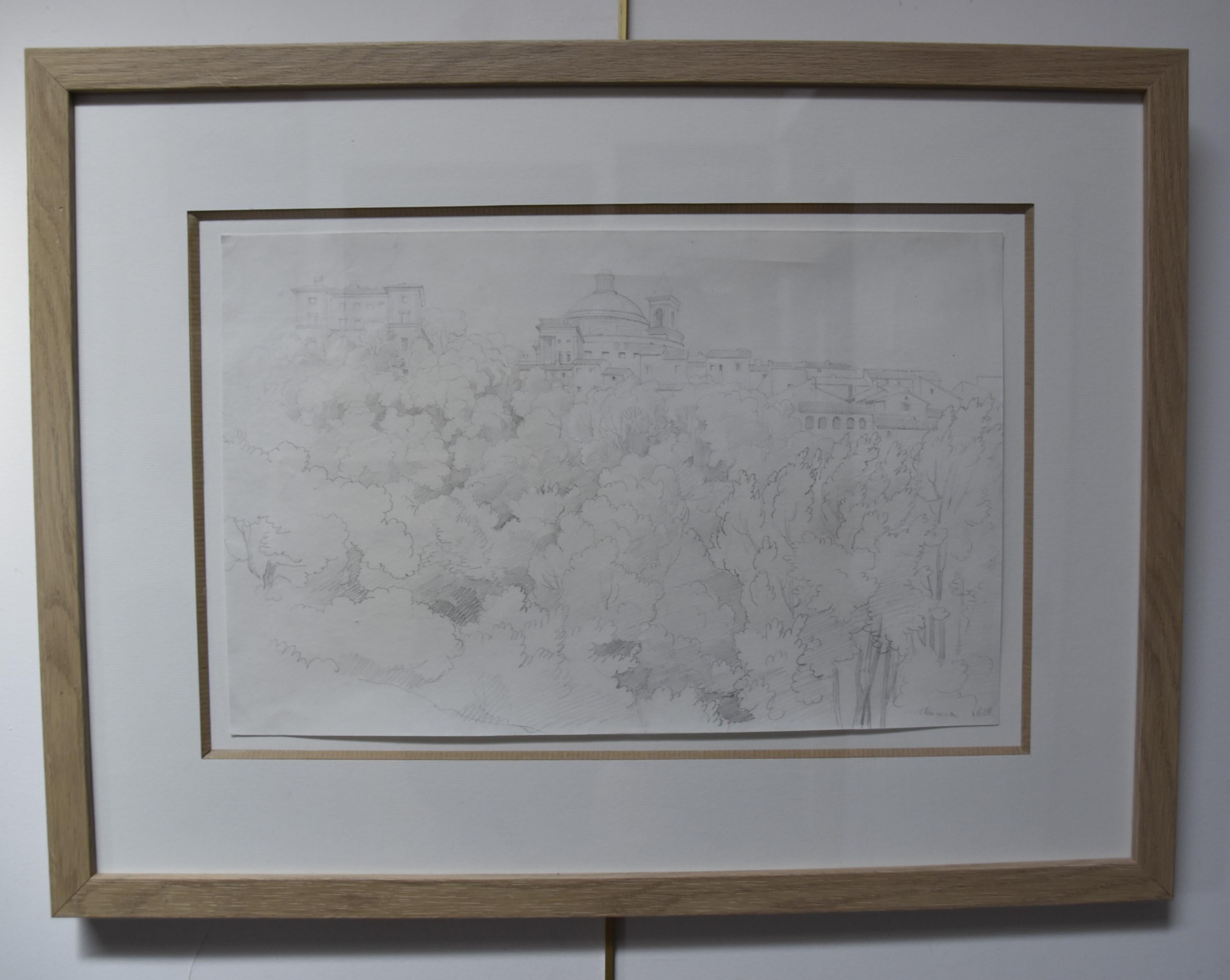 French Romantic School, View of Arriccia, 1828, drawing For Sale 4