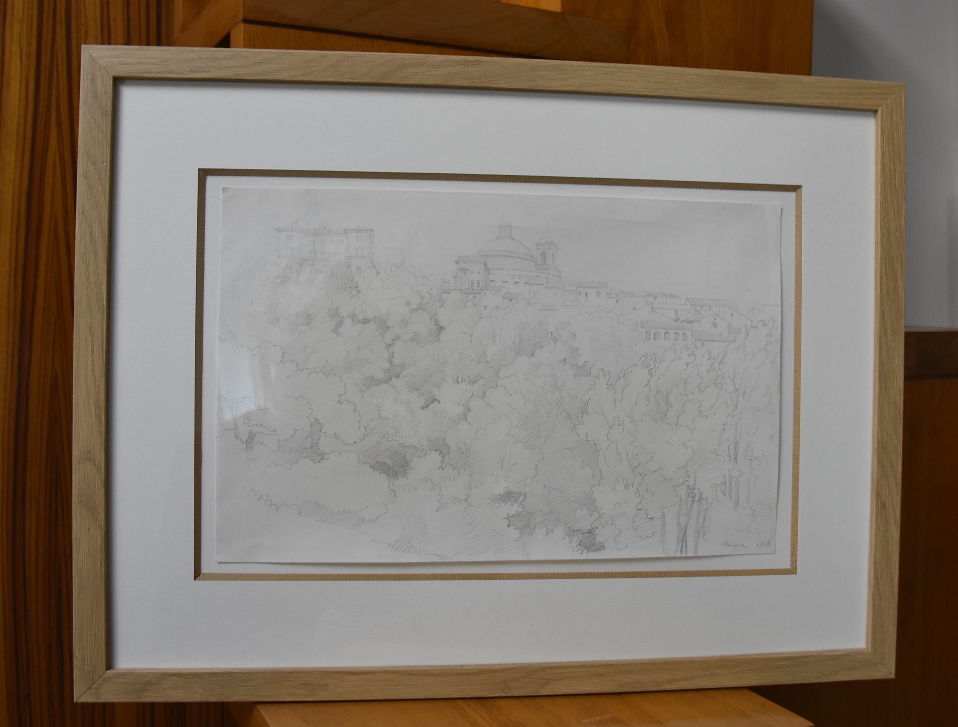 French Romantic School, View of Arriccia, 1828, drawing For Sale 7