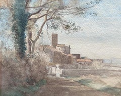 French School 19th Century, A village in Provence, watercolor