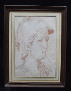 Italian School 18th century,  An Ancient soldier in profile, red chalk on paper
