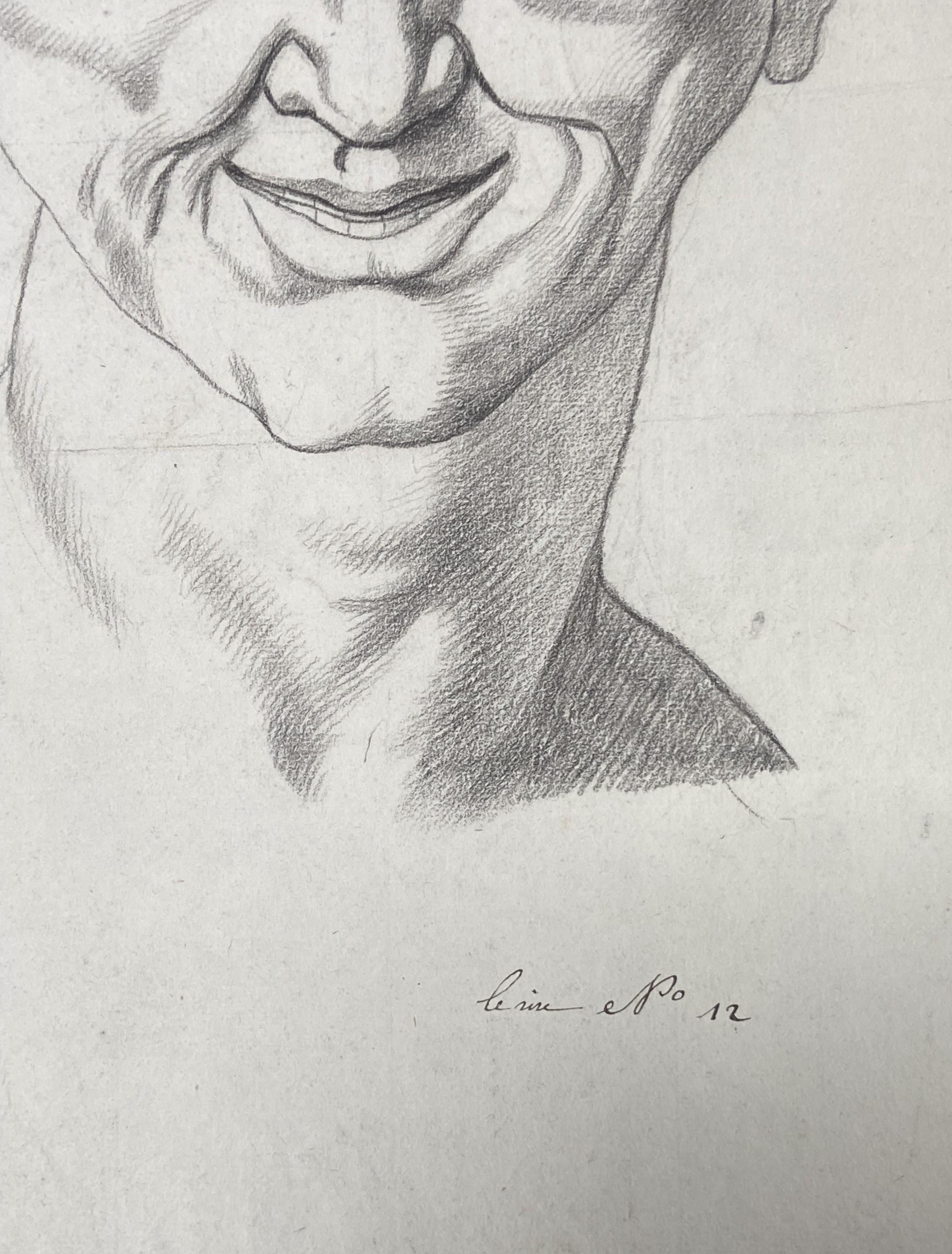 Französische Schule des 18. Jahrhunderts, Le Rire, Laughter als Ausdrucksform, Zeichnung (Grau), Portrait, von Unknown