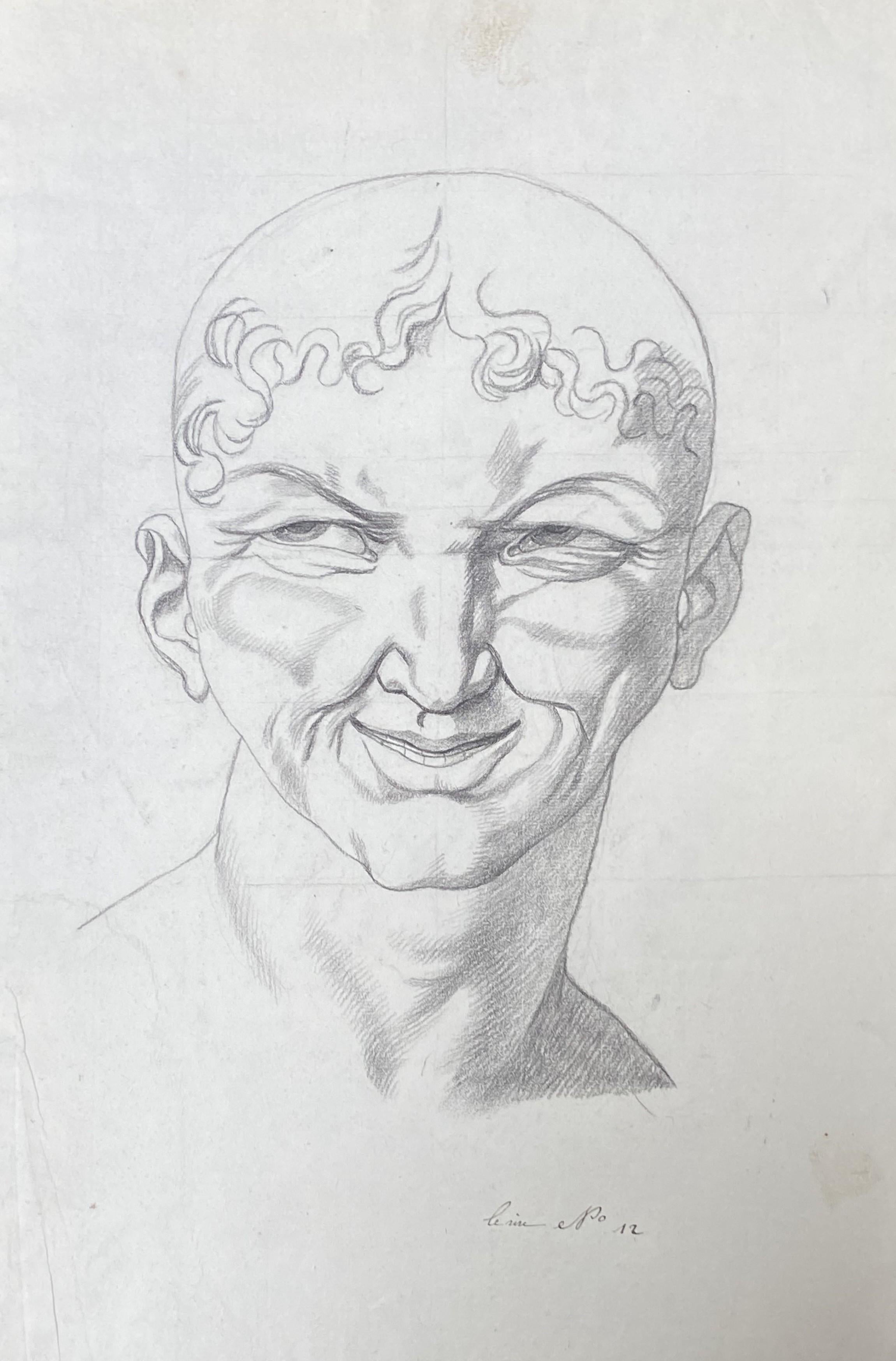 Unknown Portrait - French School 18th Century, Le Rire, Laughter as a form of expression, drawing