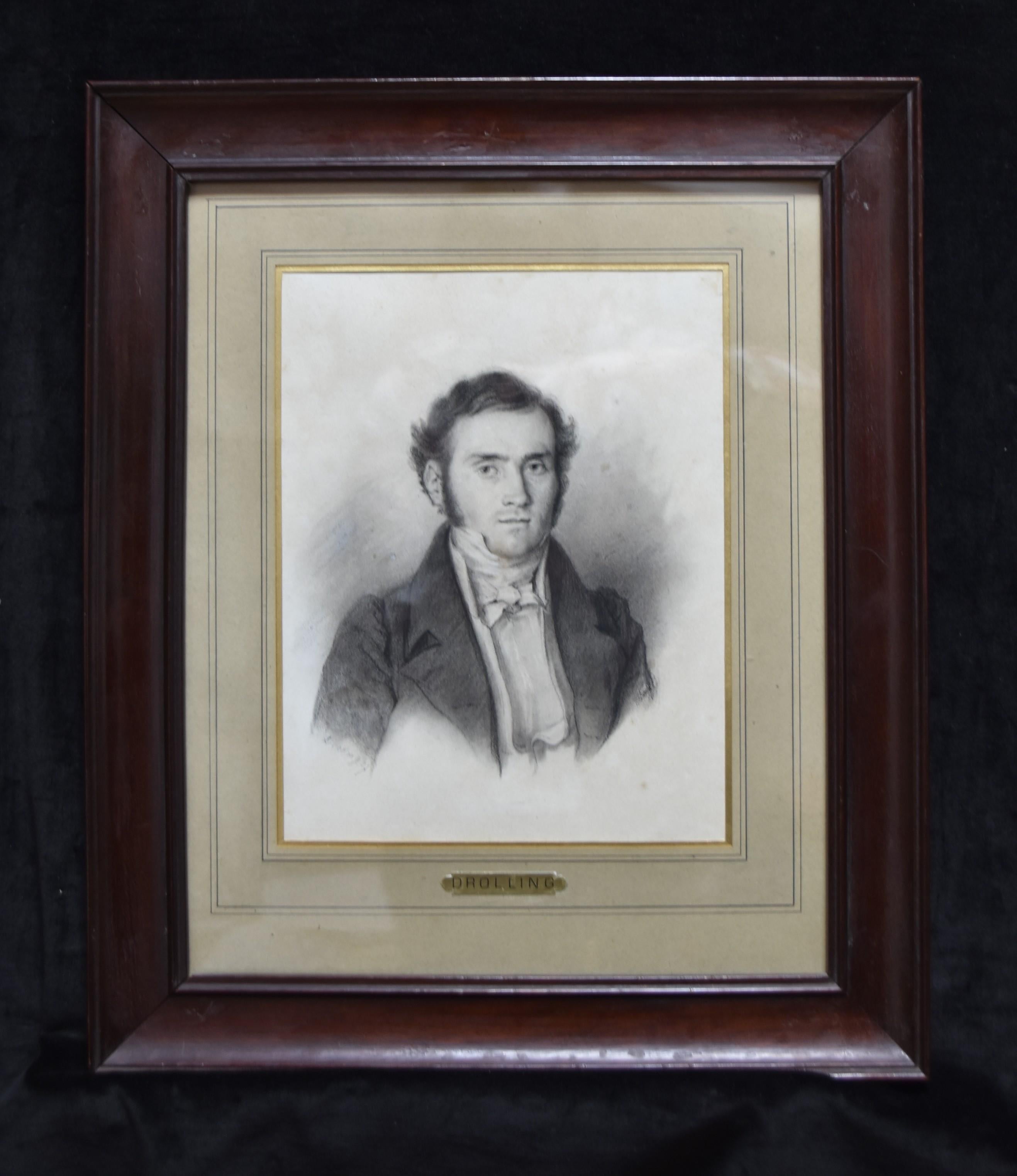 Michel Martin Drolling (1786-1851) Portrait of a man, drawing signed 1