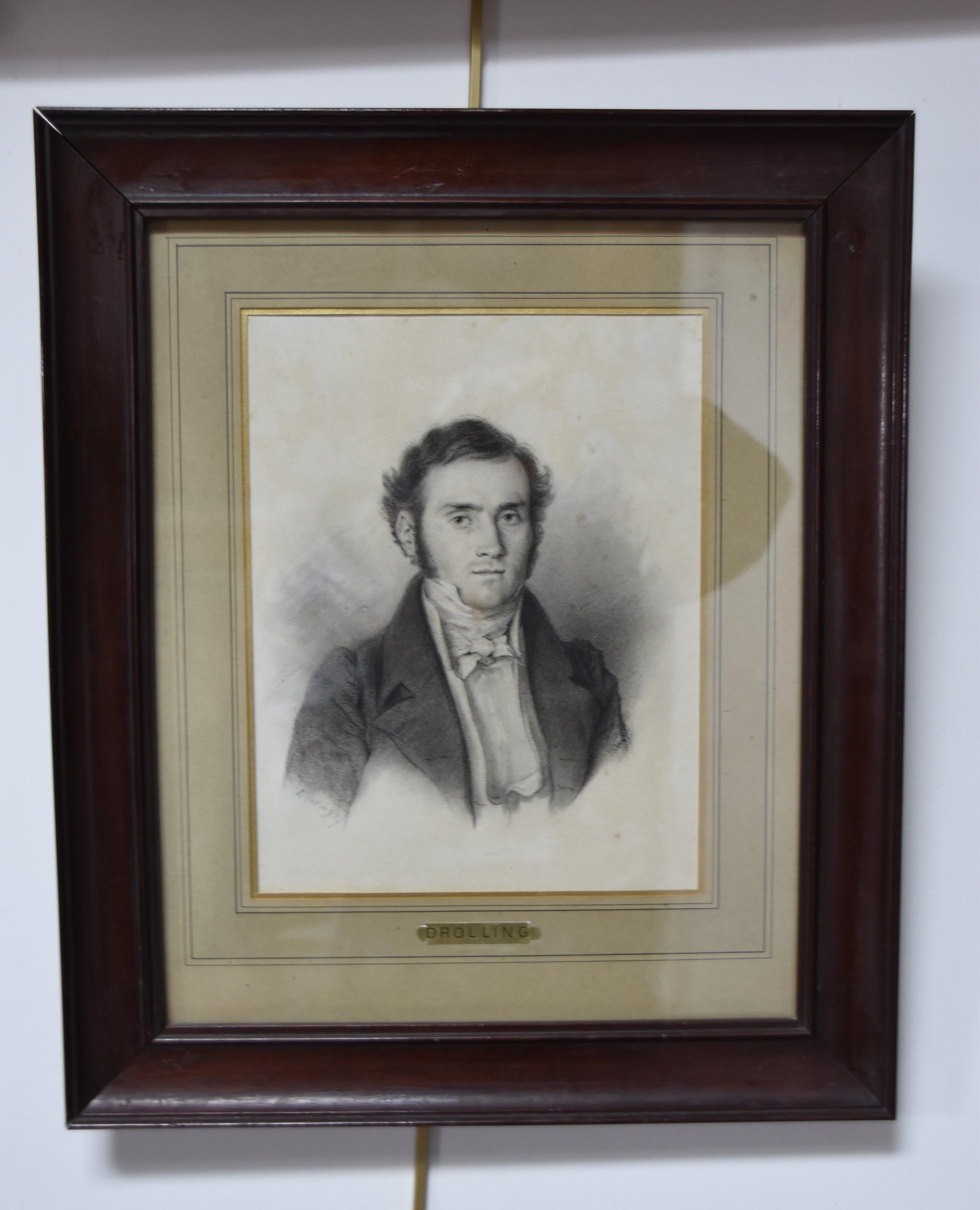 Michel Martin Drolling (1786-1851) Portrait of a man, drawing signed 7