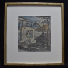 French school 19th Century, Architectural capriccio of ancien ruins, watercolor