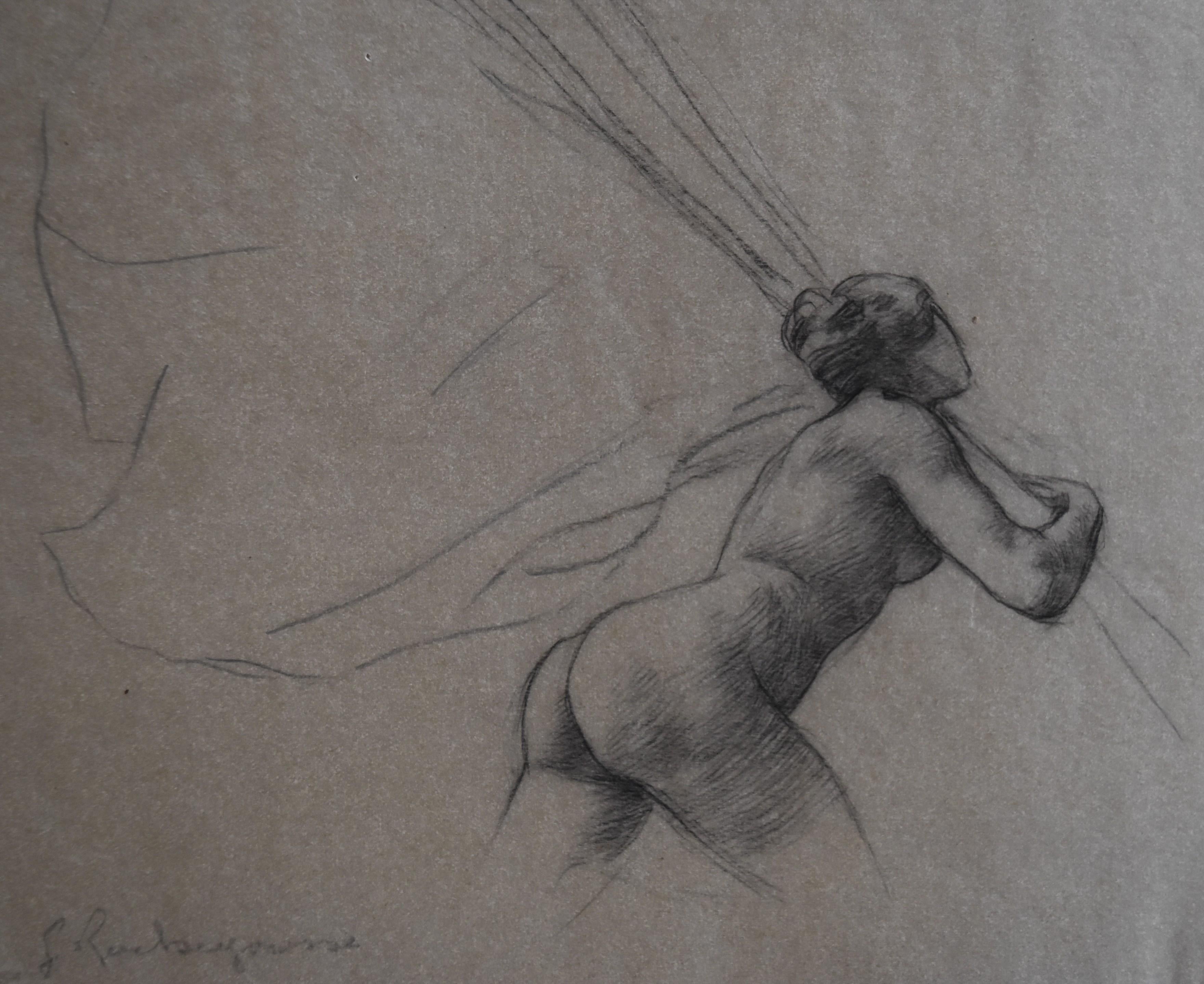 Georges Antoine Rochegrosse Nude - G. A. Rochegrosse (1859-1938) Study for Les Trophées, original drawing