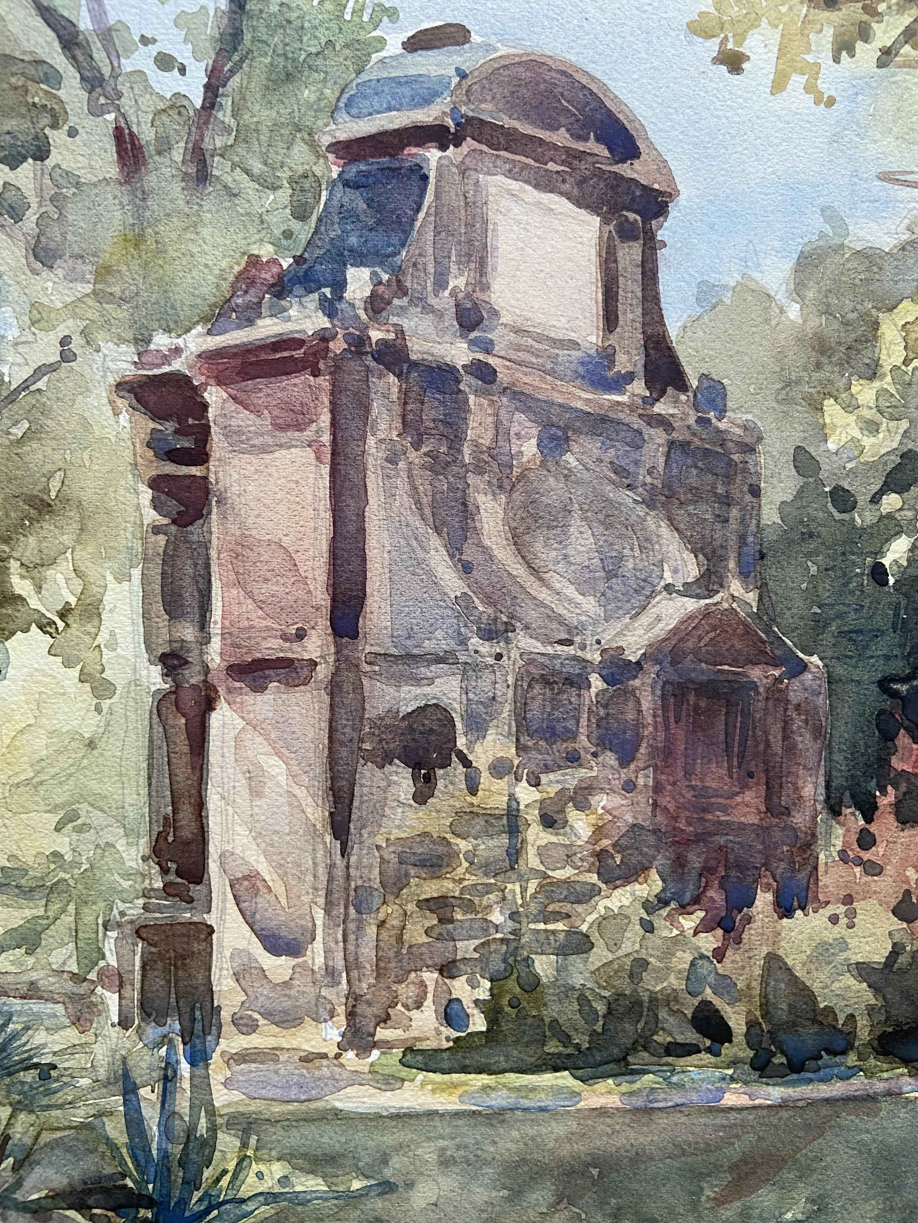 René Buignet (1888-1915) La Fontaine Médicis, Paris, two watercolors signed For Sale 4