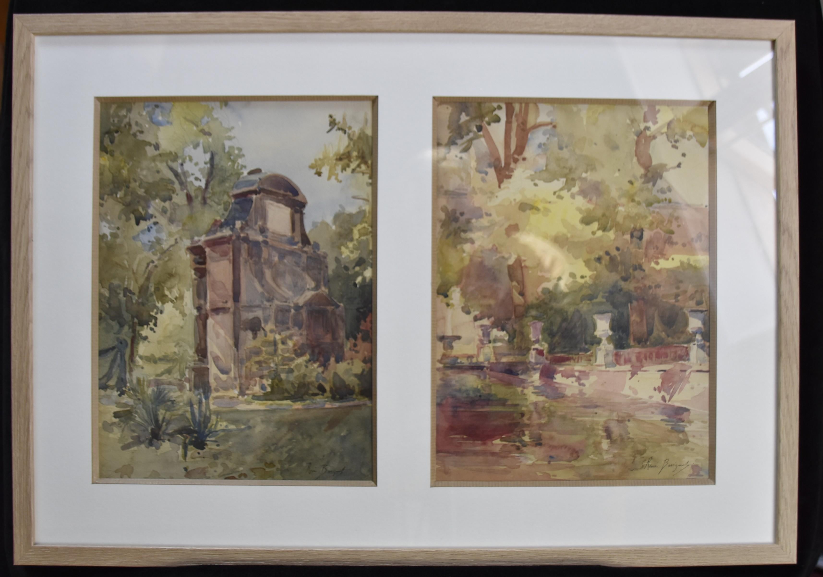 René Buignet (1888-1915) La Fontaine Médicis, Paris, deux aquarelles signées en vente 1