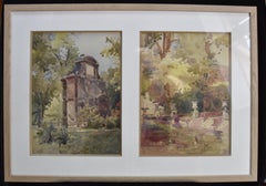 René Buignet (1888-1915) La Fontaine Médicis, Paris, two watercolors signed