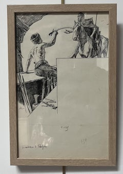 Felician Myrbach (1853-1940) Le Cadeau de Sahagun, original dawing