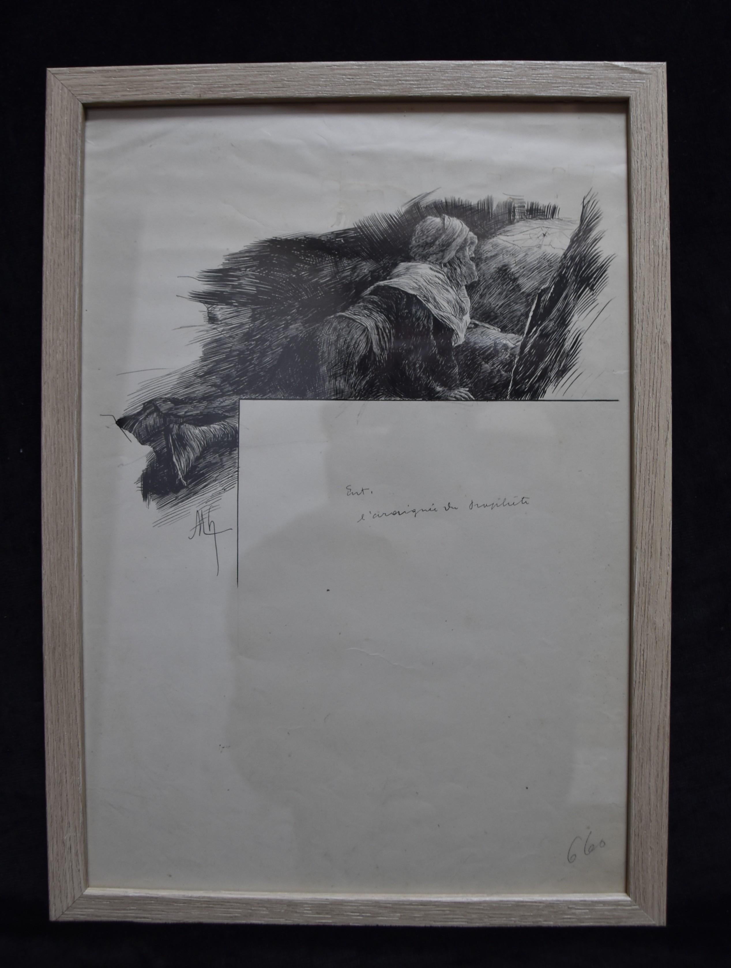 Felician Myrbach (1853-1940) L'Araignée du Prophète, original drawing For Sale 1