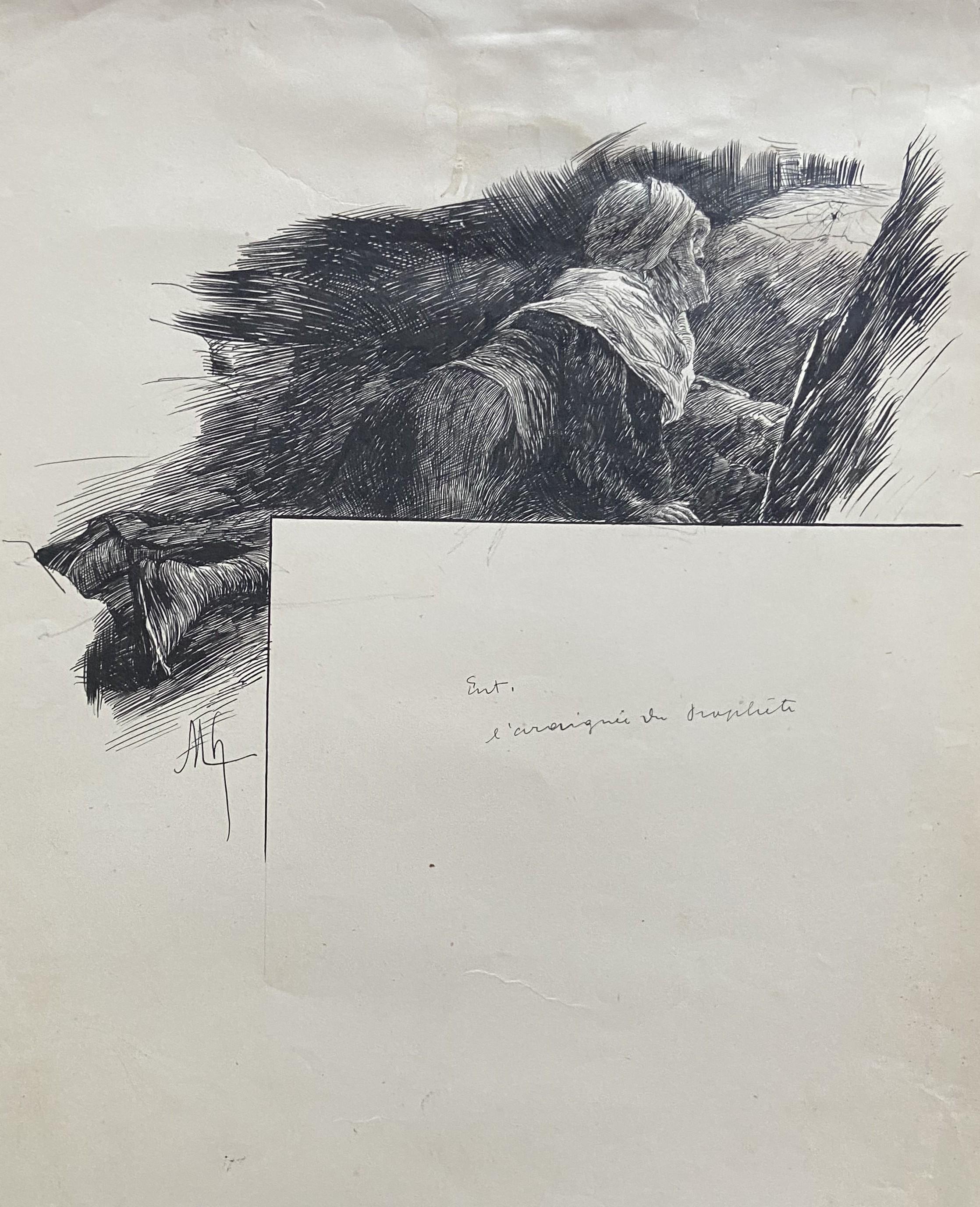 Felician Myrbach (1853-1940) L'Araignée du Prophète, original drawing For Sale 5