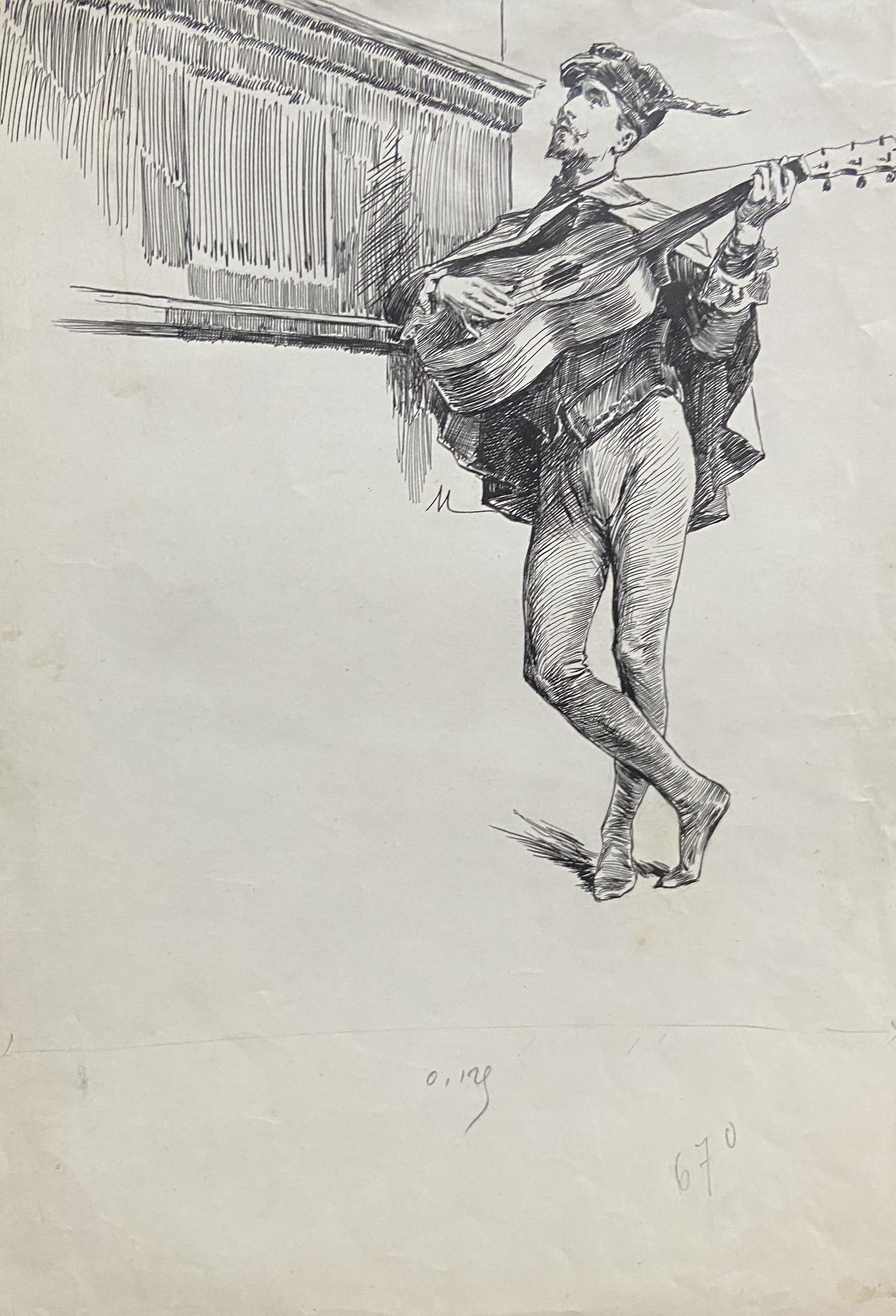 Felician Myrbach (1853-1940) Pour Guitare solo, original drawing