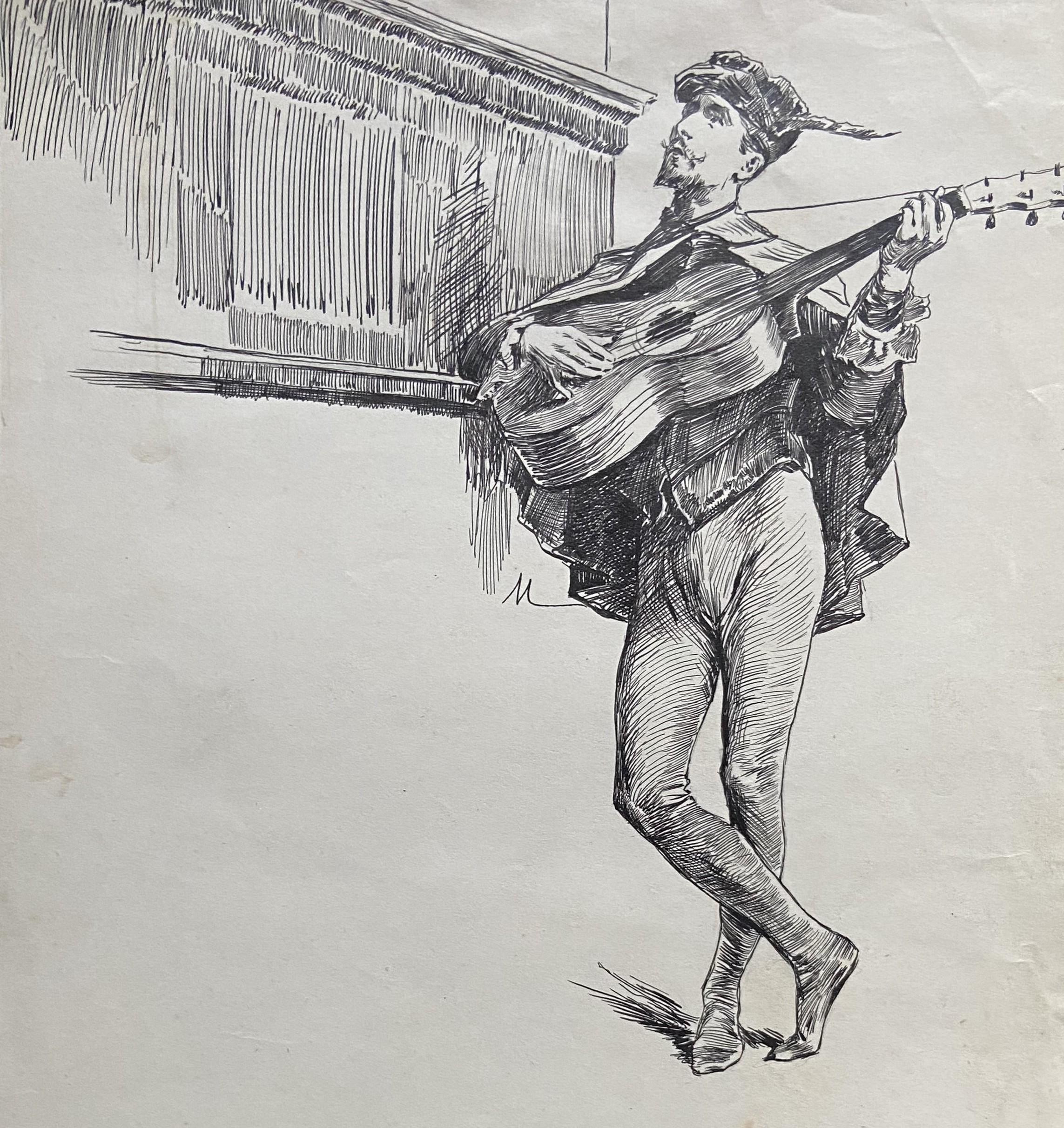 Felician Myrbach (1853-1940) Pour Guitare Solo, Originalzeichnung im Angebot 4