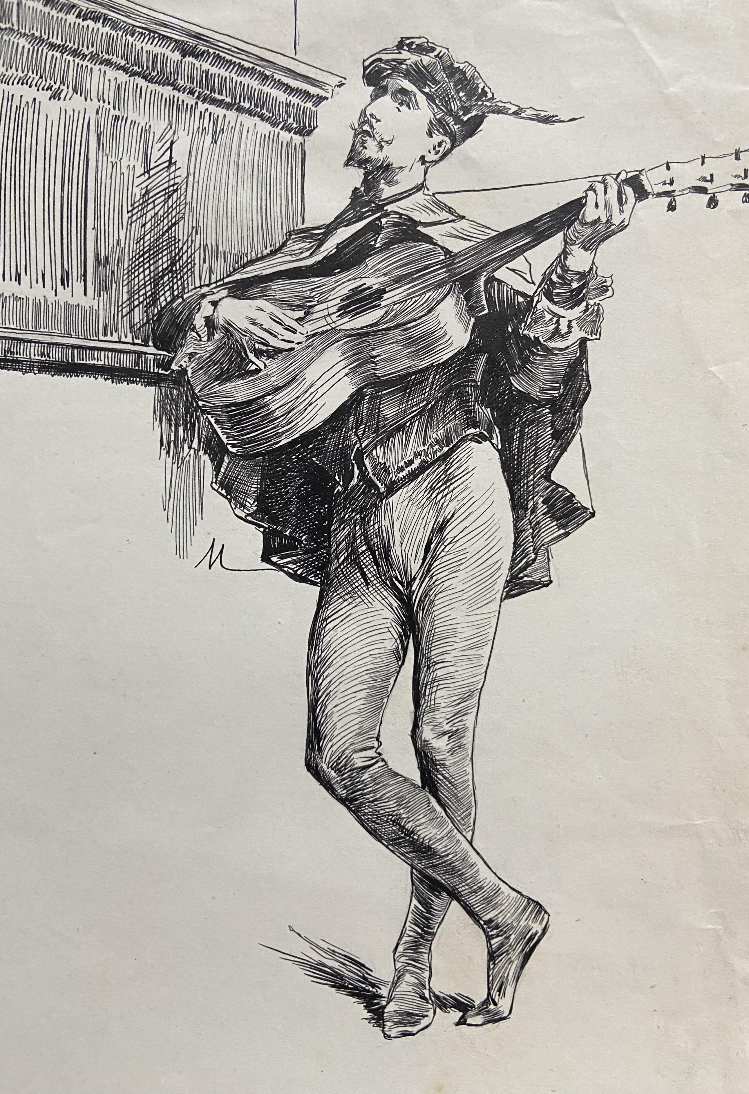 Felician Myrbach (1853-1940) Pour Guitare Solo, Originalzeichnung im Angebot 3