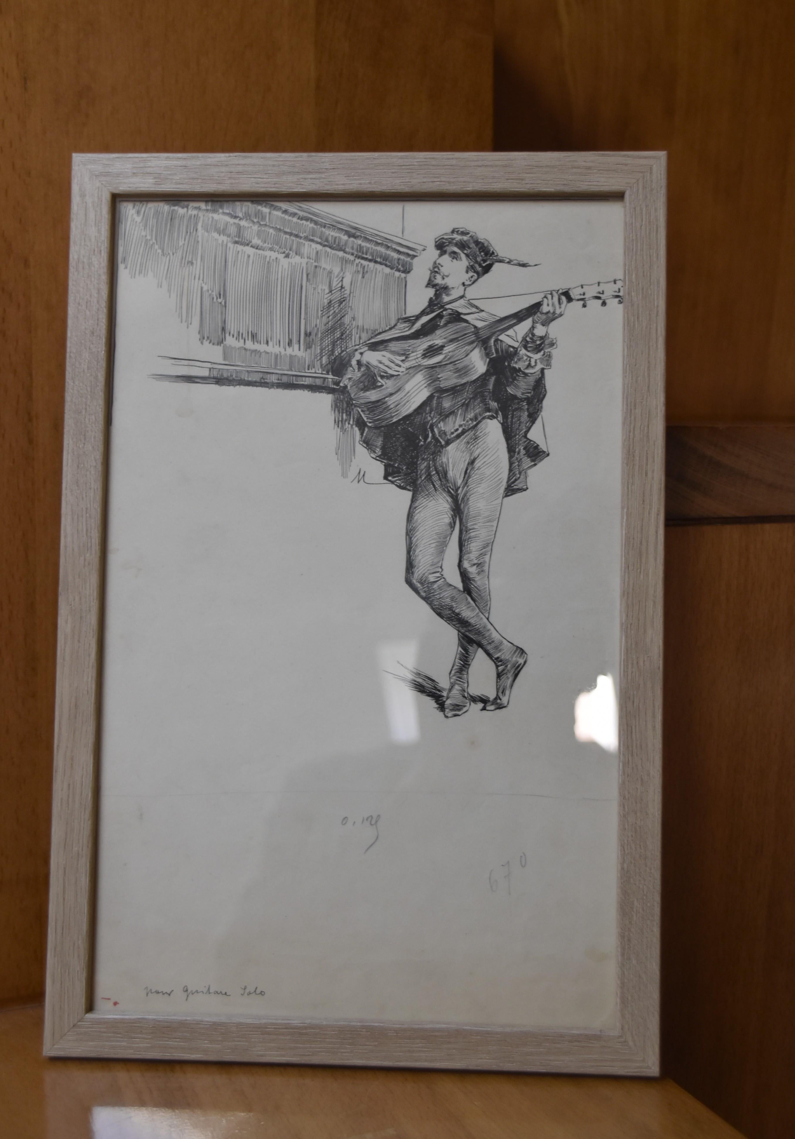 Felician Myrbach (1853-1940) Pour Guitare Solo, Originalzeichnung im Angebot 5
