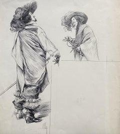 Felician Myrbach (1853-1940) The Musketeers, original drawing