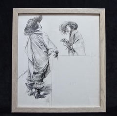 Felician Myrbach (1853-1940) The Musketeers, original drawing