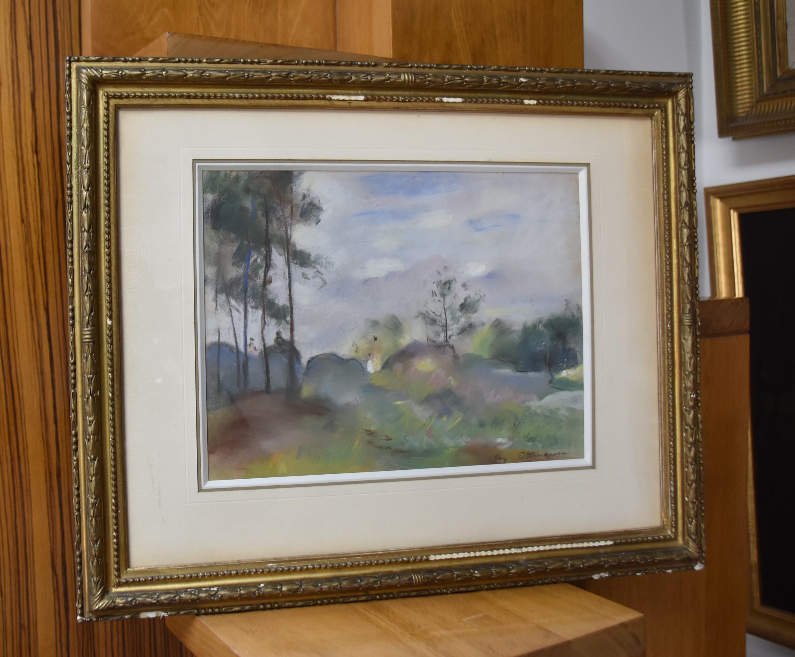 Henri Ottmann (1877-1927)  Une forêt dans la brume, pastel signé en vente 7