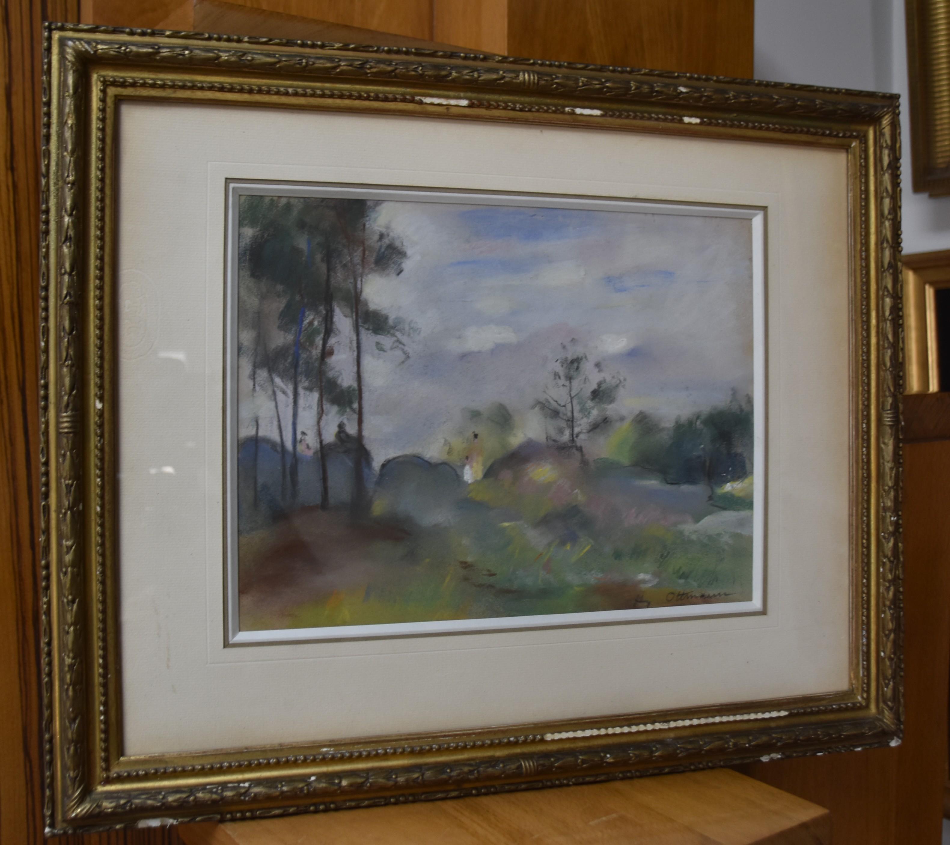 HENRY Ottmann (1877-1927)  Ein Wald im Nebel, Pastell signiert im Angebot 4