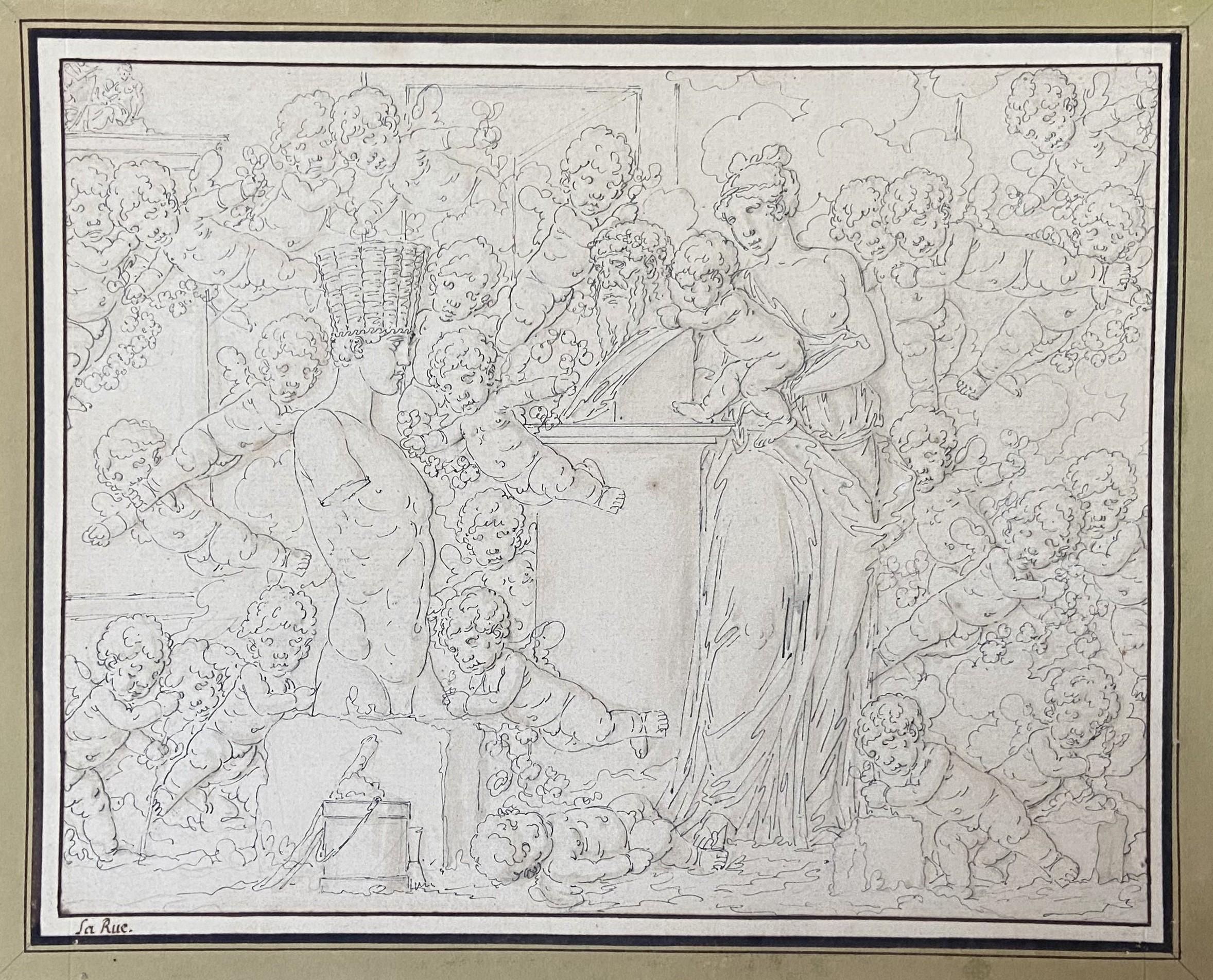 Louis-Félix de La Rue (1730-1777)  A Mythological scene, drawing