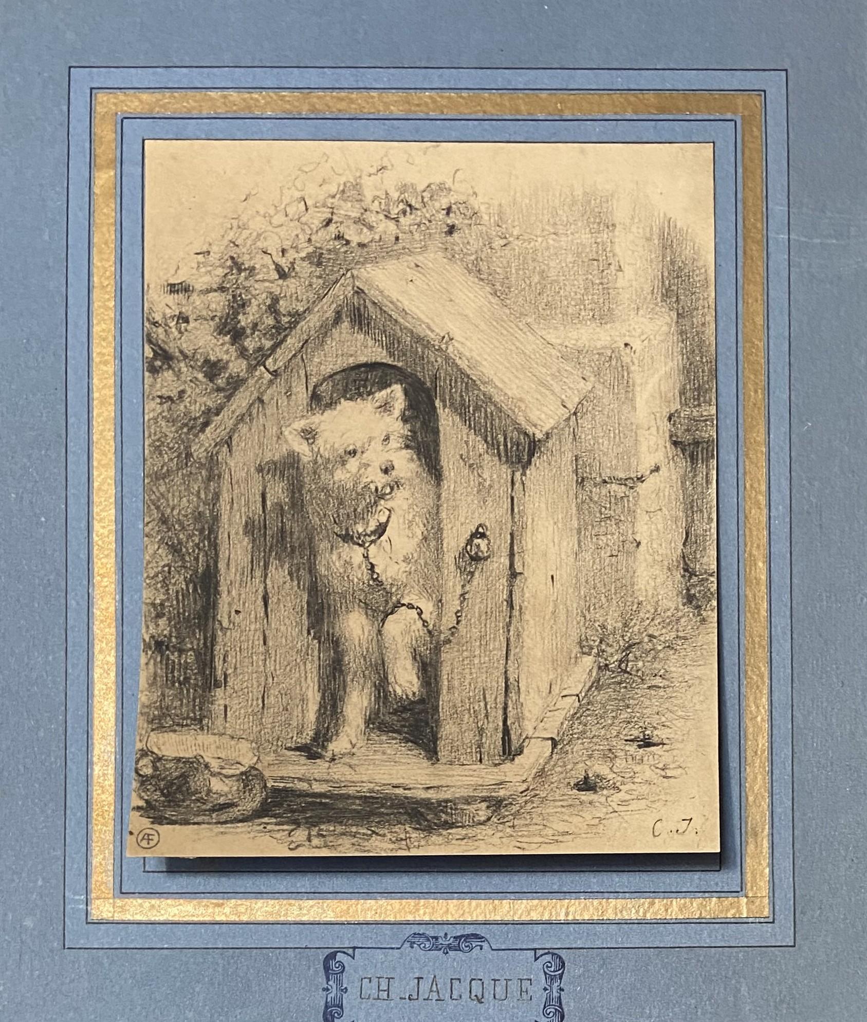 Charles Emile Jacque (1813-1894)
Un chien dans une niche
Monogramme 
