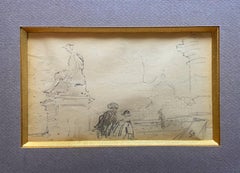 Theophile Alexandre Steinlen (1859-1923) Men at the Pont du Carrousel, drawing