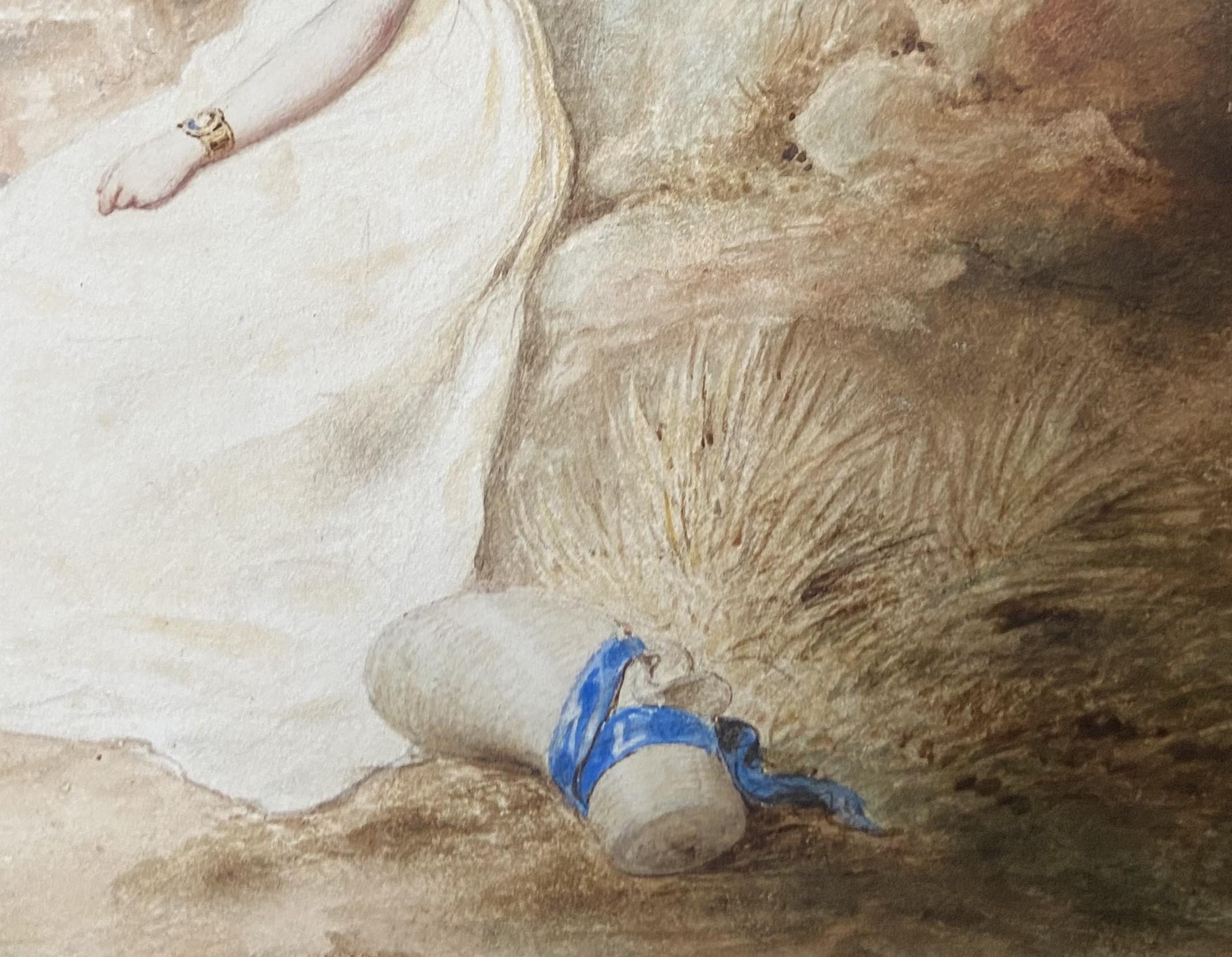 Francois Grenier de Saint Martin (1793-1867) Lady on the beach, 1829, watercolor For Sale 6