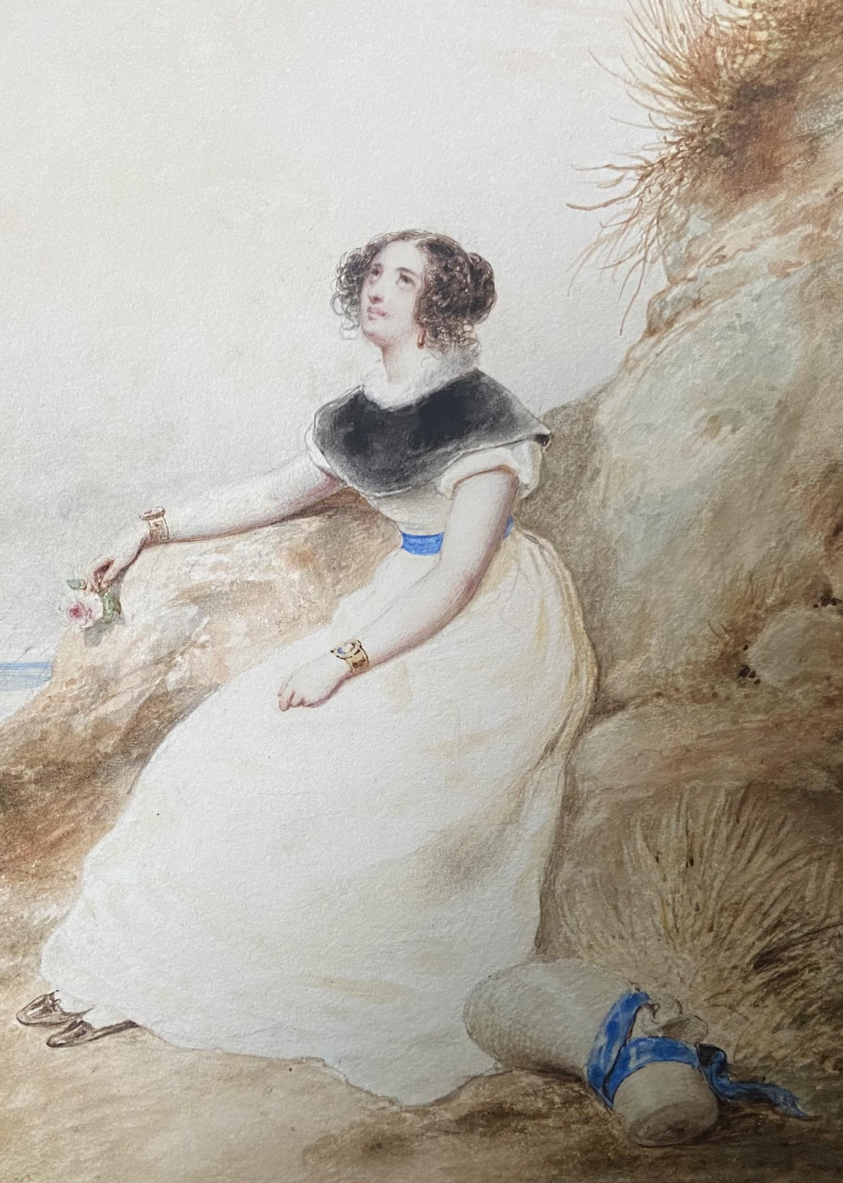 Francois Grenier de Saint Martin (1793-1867) Lady on the beach, 1829, watercolor For Sale 8