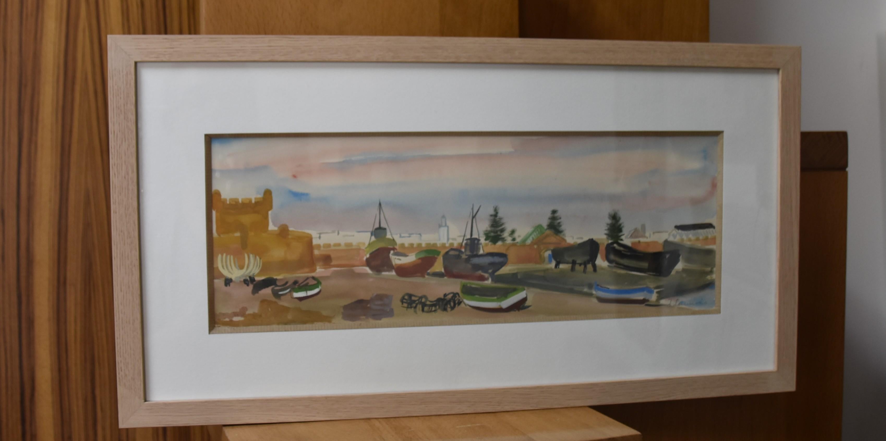 Jean Launois (1898-1942) North African landscape, A Port, watercolor signed For Sale 6