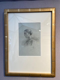 Alexandre Bida (1813-1895) A Young Woman in profile, Signed drawing