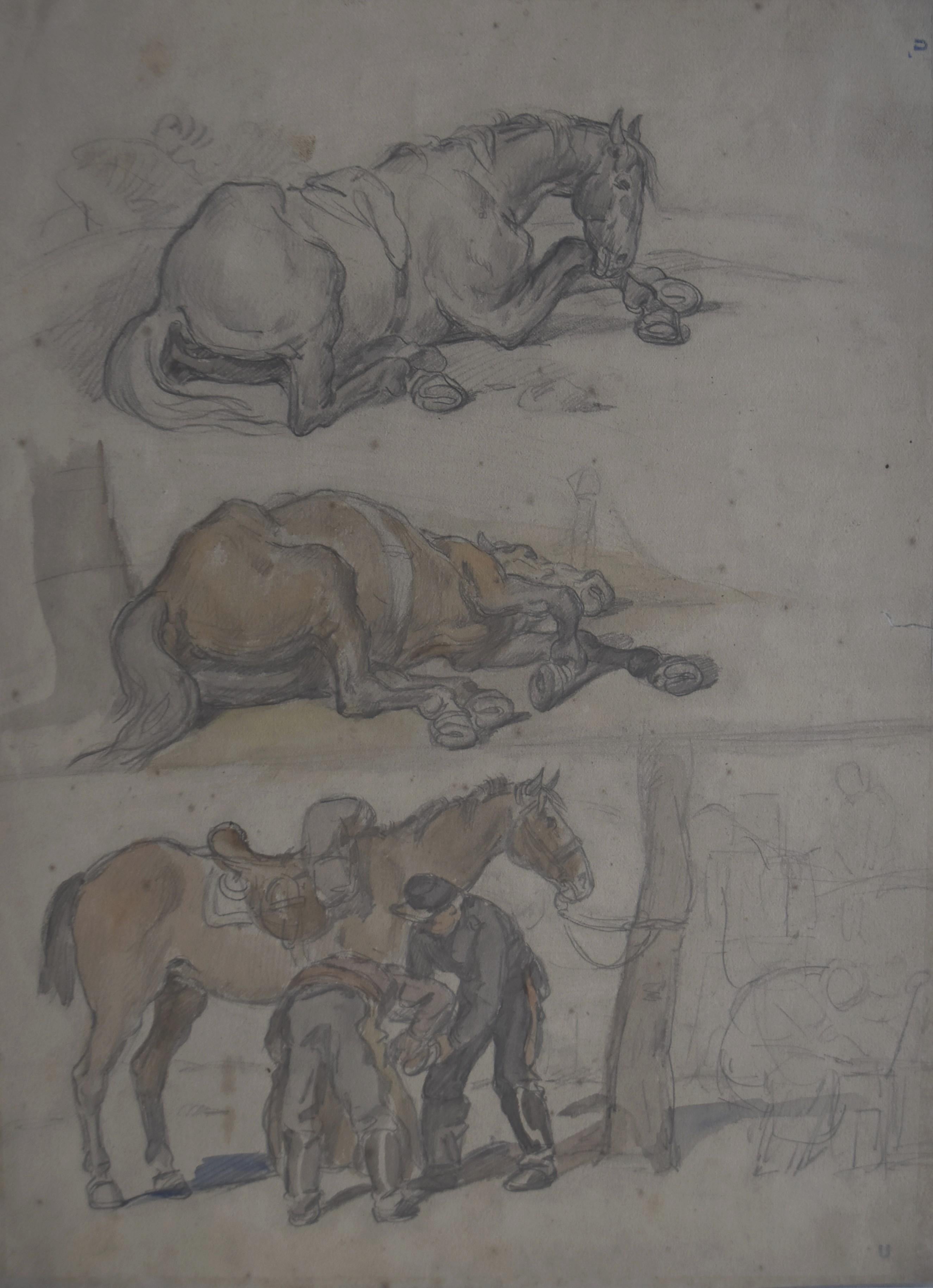 Auguste Gardanne (1840-1890)  Kutschen und Pferde, Krieg von 1870, doppelseitig im Angebot 1