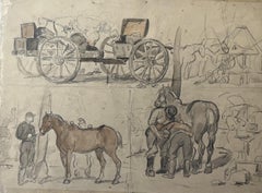 Auguste Gardanne (1840-1890)  Carriages and horses, War of 1870, double sided