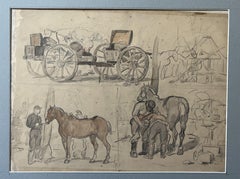 Auguste Gardanne (1840-1890)  Carriages and horses, War of 1870, double sided