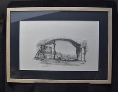 Jules Noel (1810-1881) View of a city under an arch, signed drawing