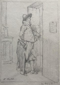 Ferdinand Roybet (1840-1920) Le trompette, signed drawing