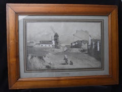 Louis DAVID (1798-1849) Le Moulin La Butte aux Cailles, Paris, signed drawing