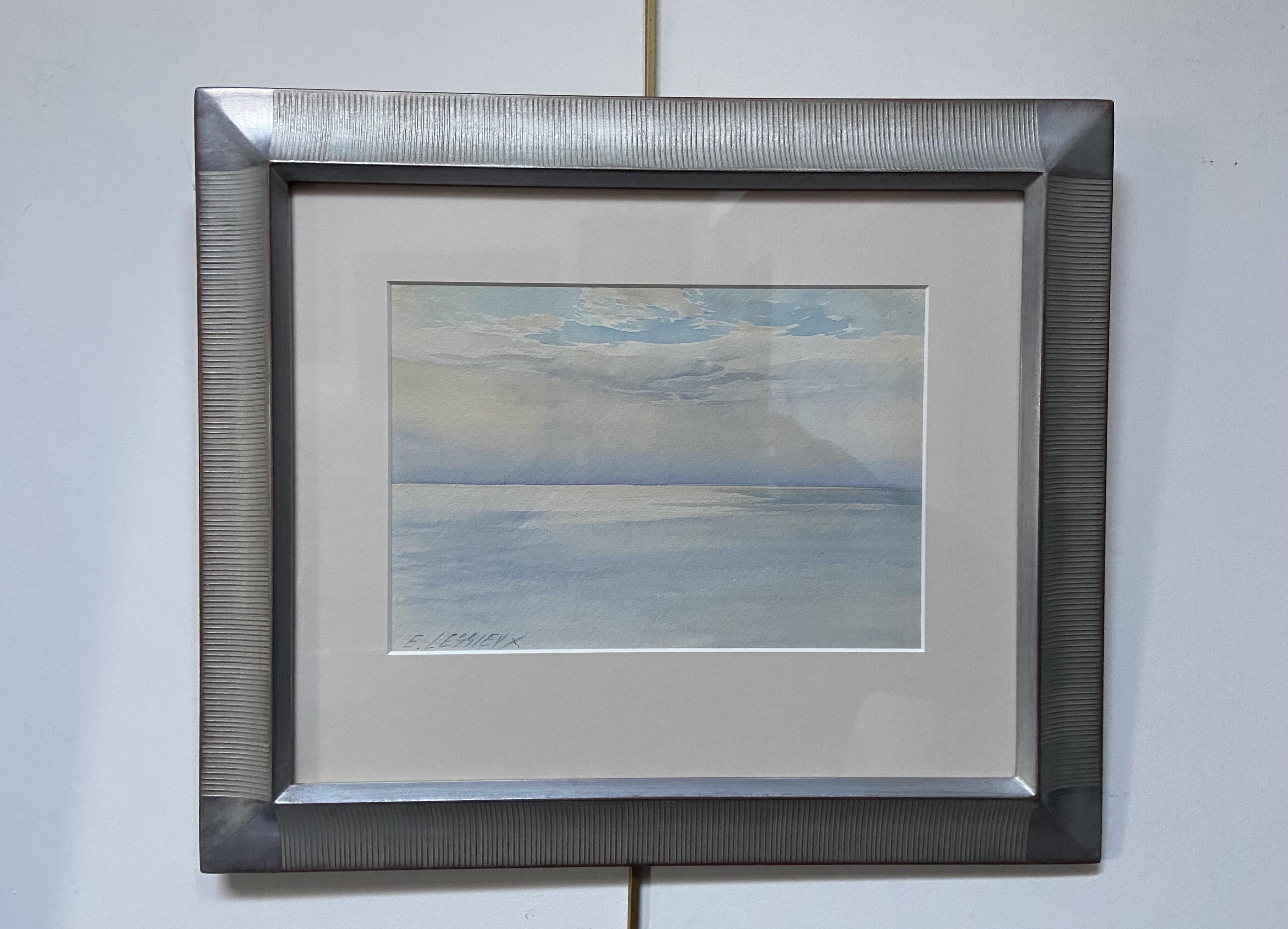 Ernest Lessieux (1848 - 1925) Das Meer bei ruhigem Wetter, Aquarell signiert – Art von Ernest-Louis Lessieux