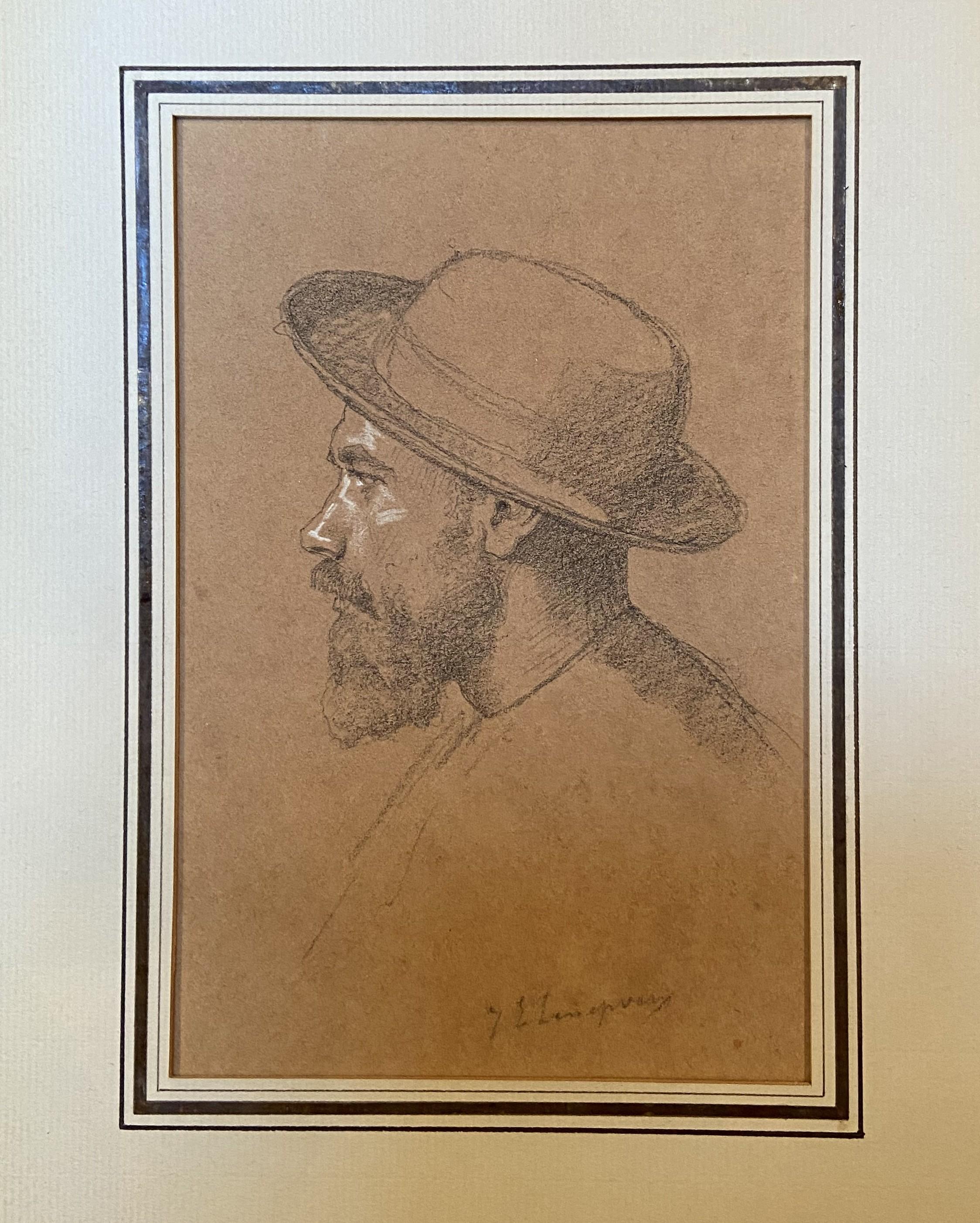 Jules-Eugène Lenepveu (1819-1898) Portrait d'homme de profil, dessin signé en vente 3