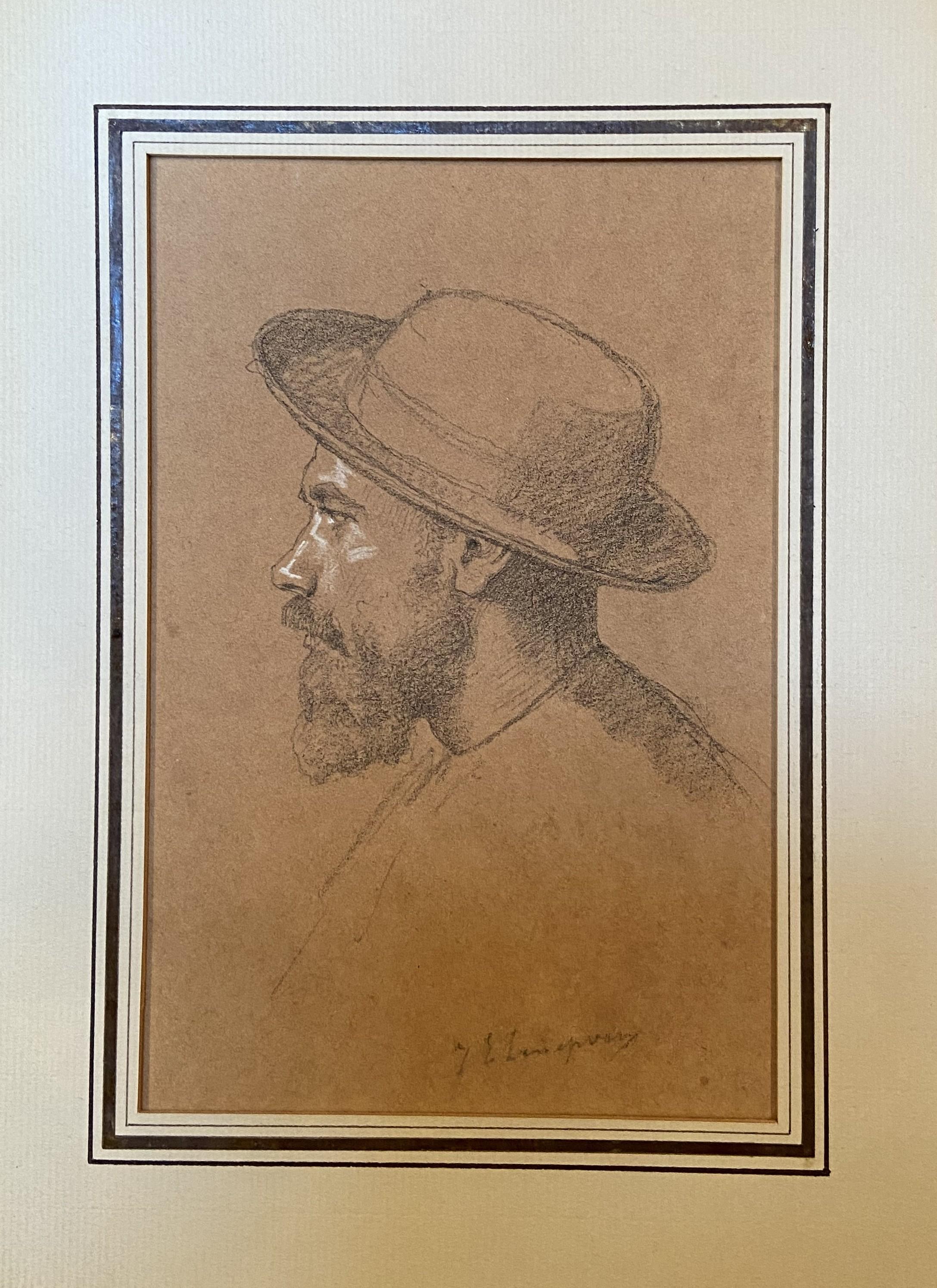 Jules-Eugène Lenepveu (1819-1898) Porträt eines Mannes im Profil, signierte Zeichnung im Angebot 5