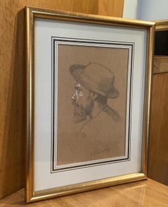 Jules-Eugène Lenepveu (1819-1898) Portrait of a man in profile, signed drawing