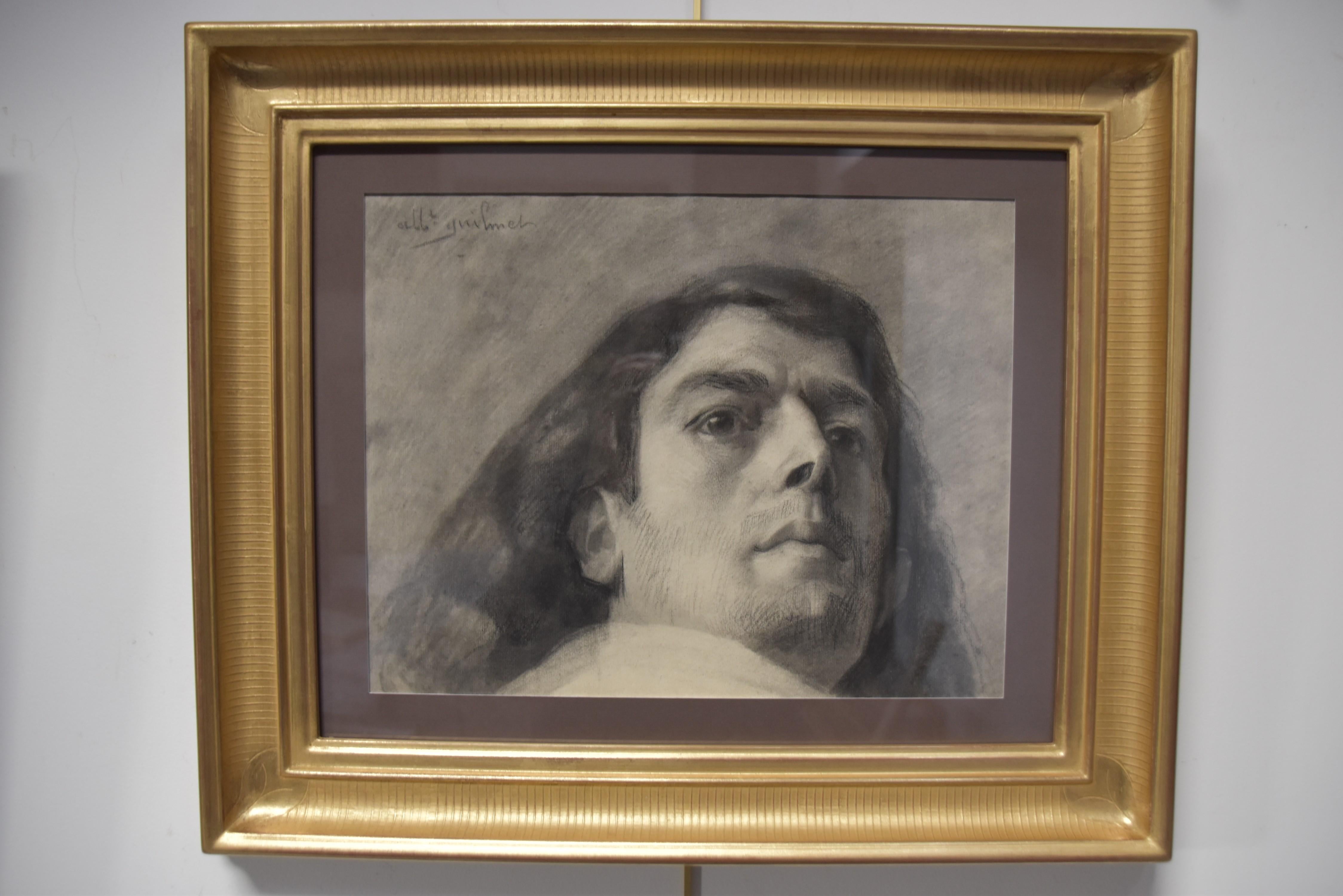 Albert Paul Guilmet (1879-1922) Portrait of a man, signed drawing For Sale 7