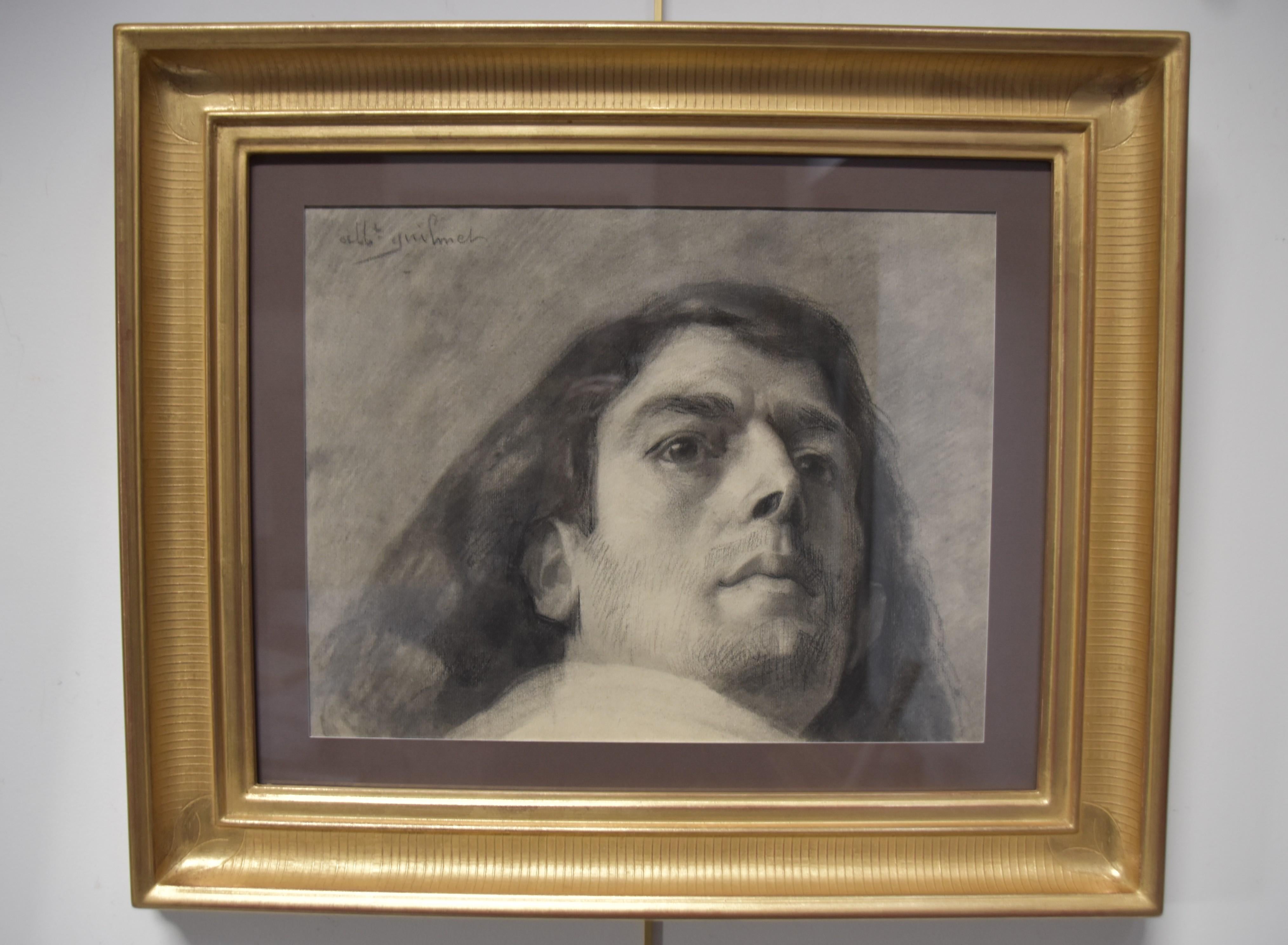 Albert Paul Guilmet (1879-1922) Portrait of a man, signed drawing For Sale 3