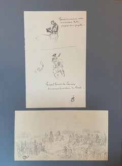 Edouard Detaille (1848 1912), croquis, deux dessins