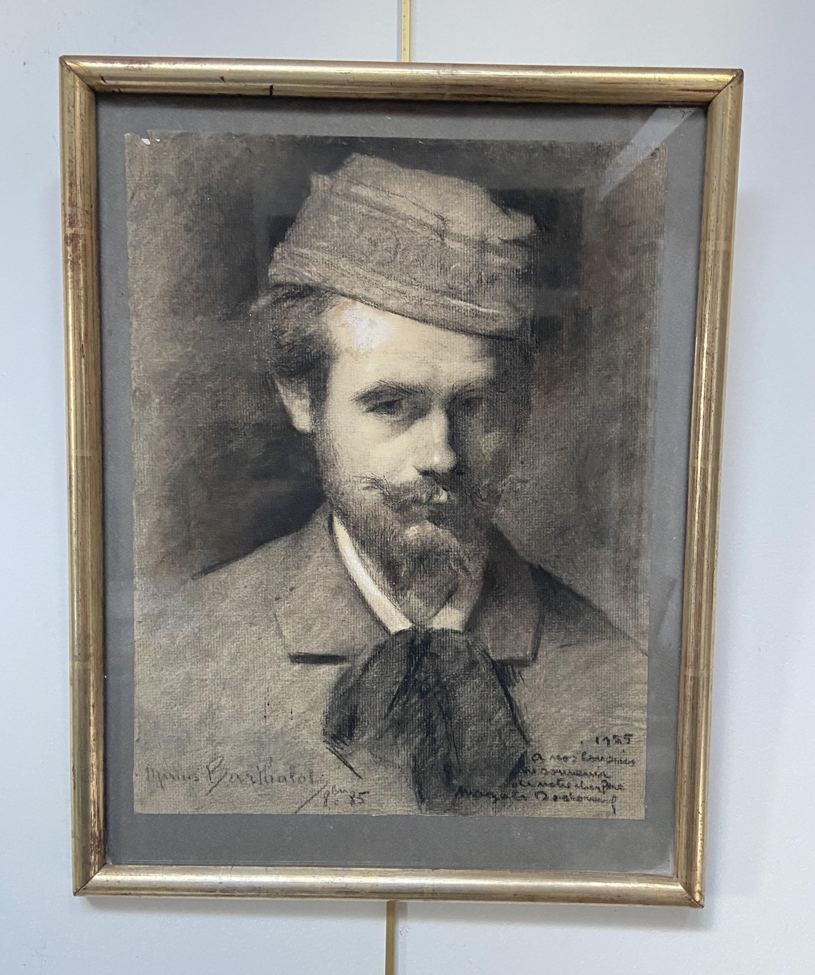 Marius Barthalot (1861-1955) A Self-portrait of the artist, 1885, signed drawing 1