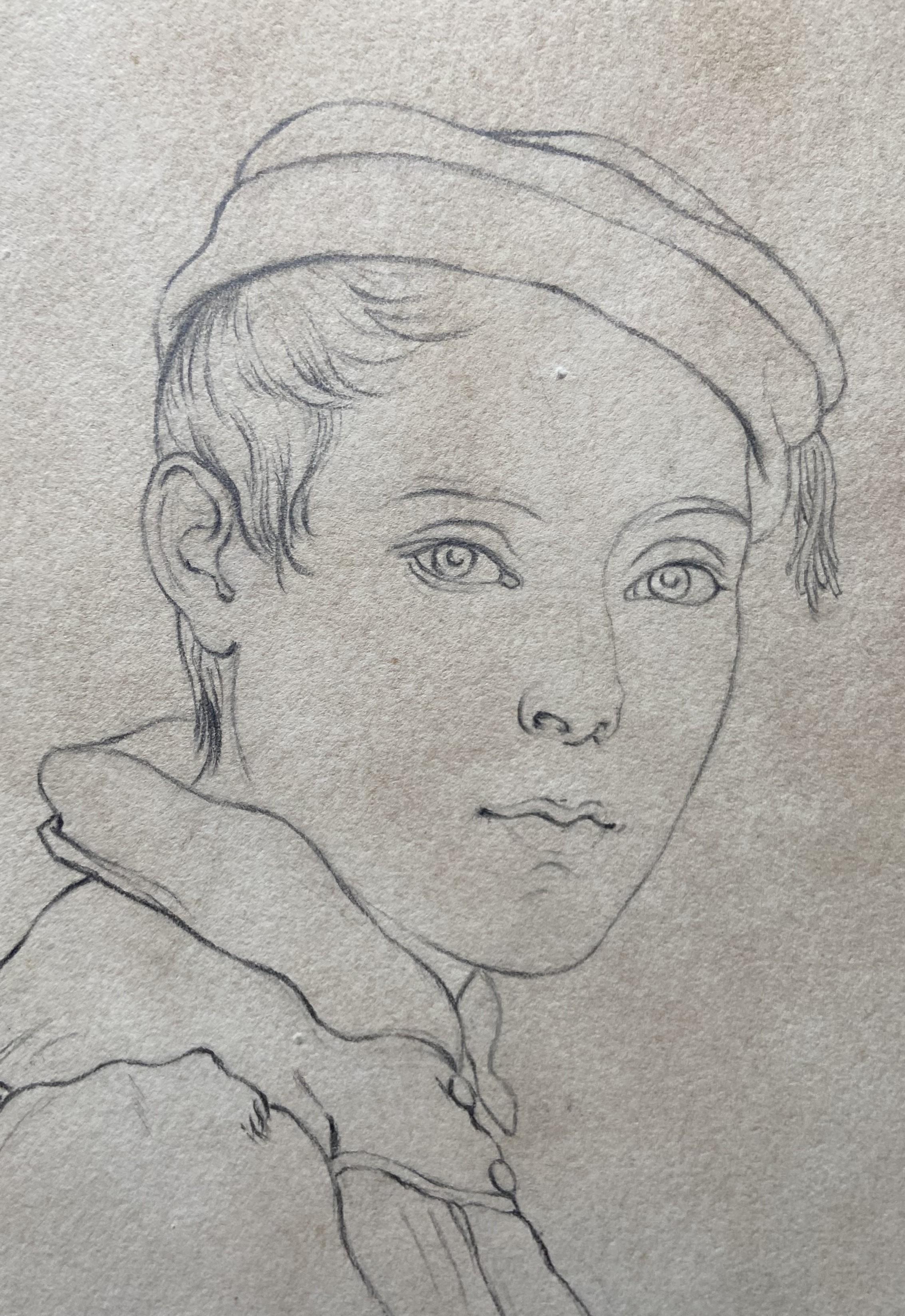 Deutsche Schule des 19. Jahrhunderts, Porträt eines Jungen, Zeichnung im Angebot 1