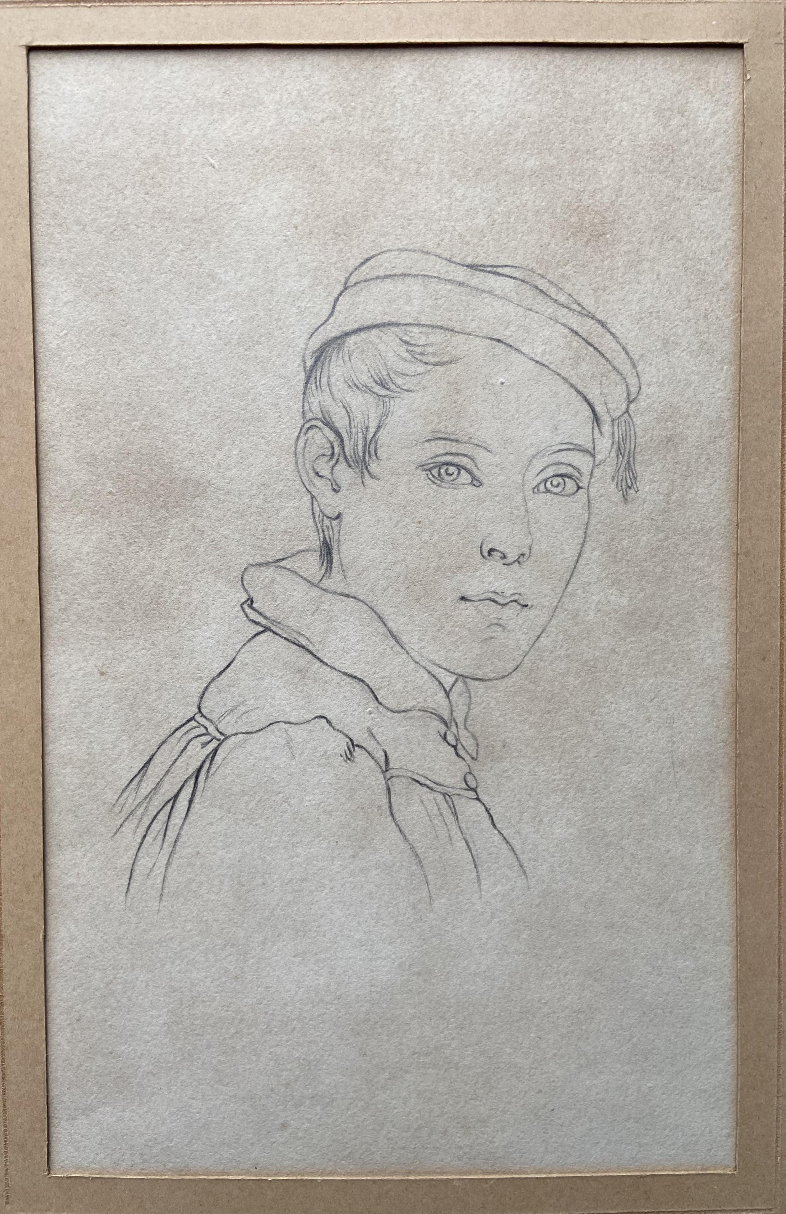 Deutsche Schule des 19. Jahrhunderts, Porträt eines Jungen, Zeichnung im Angebot 2