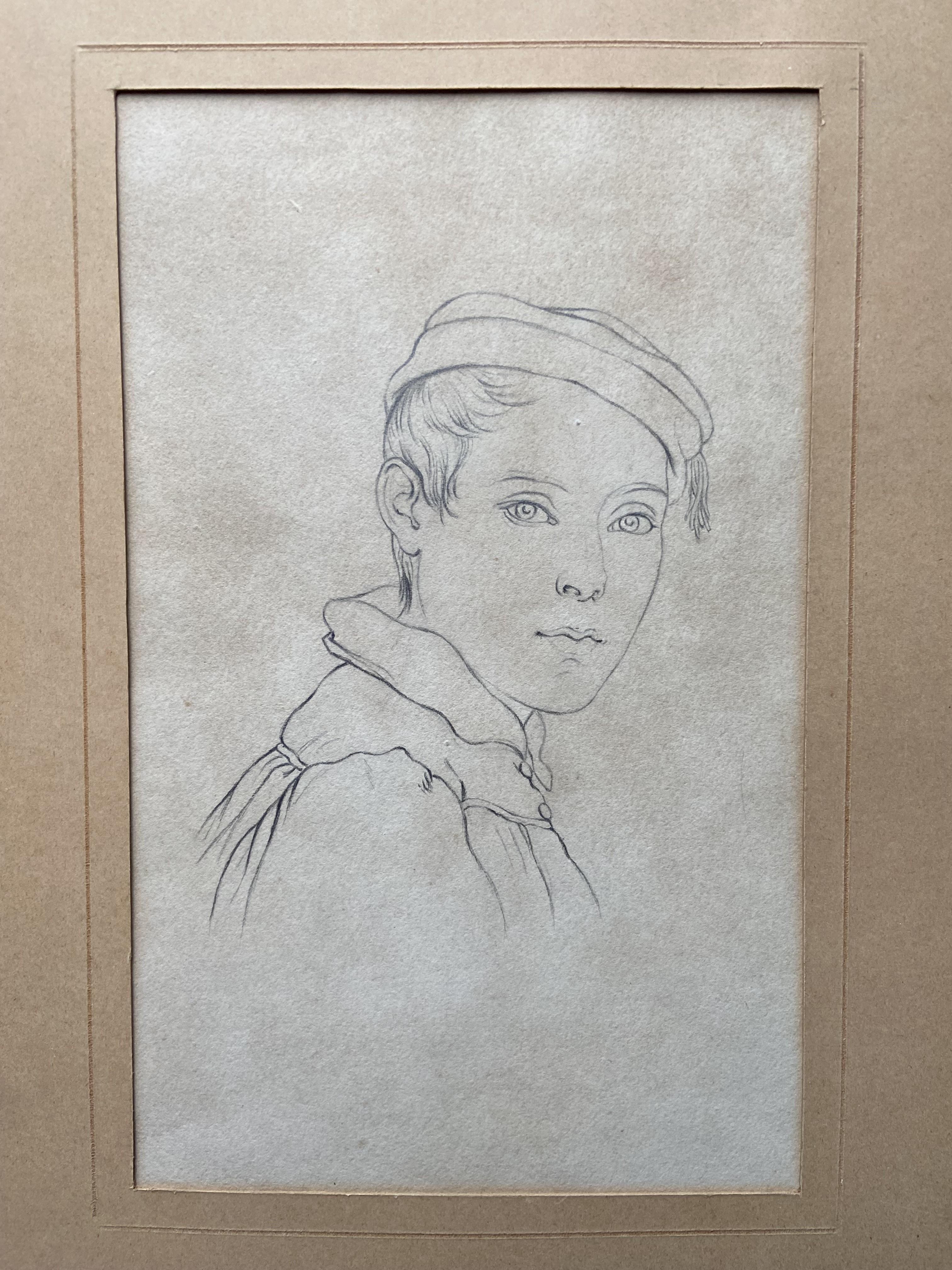 Deutsche Schule des 19. Jahrhunderts, Porträt eines Jungen, Zeichnung (Romantik), Art, von Unknown