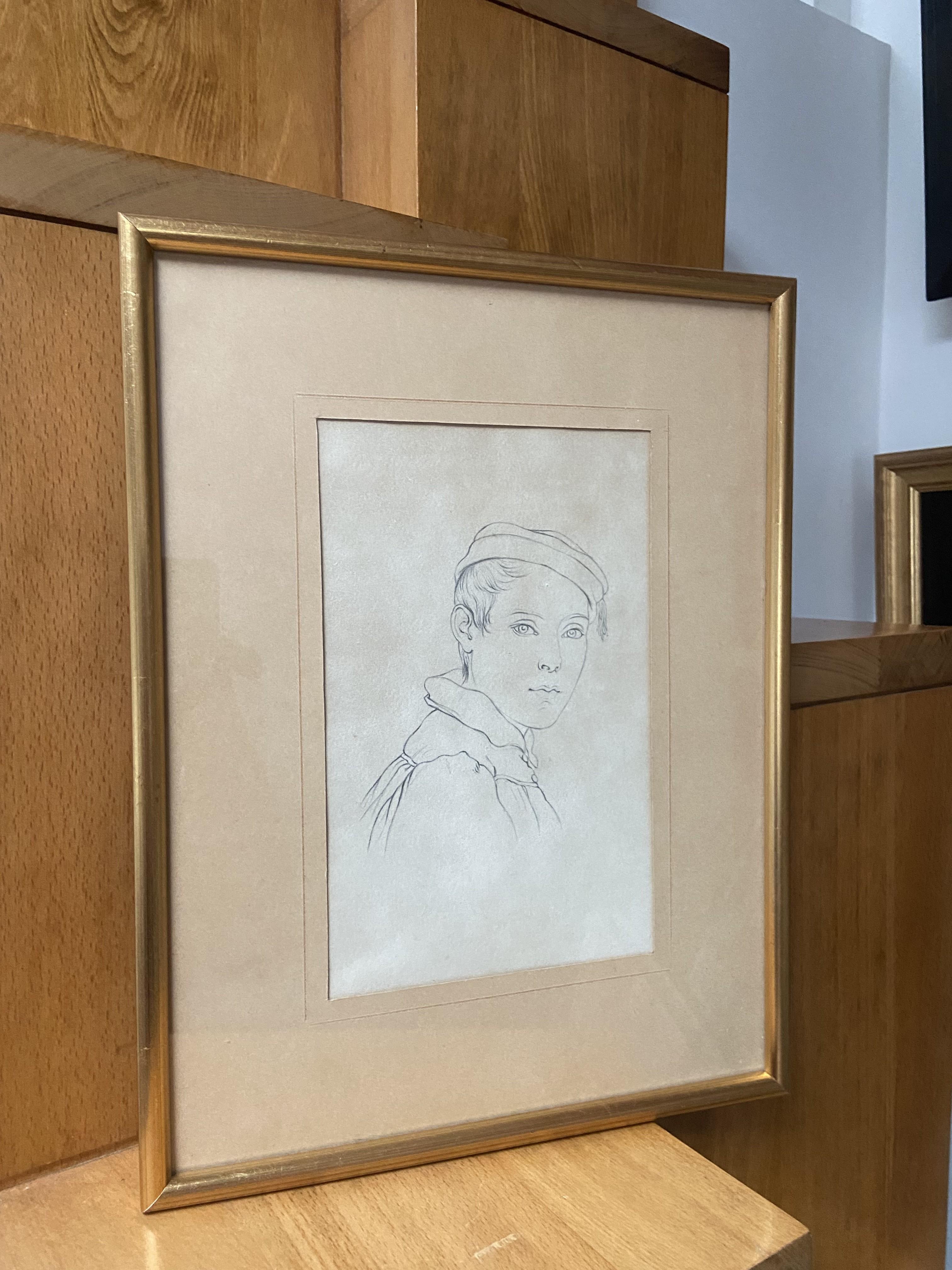 Deutsche Schule des 19. Jahrhunderts, Porträt eines Jungen, Zeichnung im Angebot 4