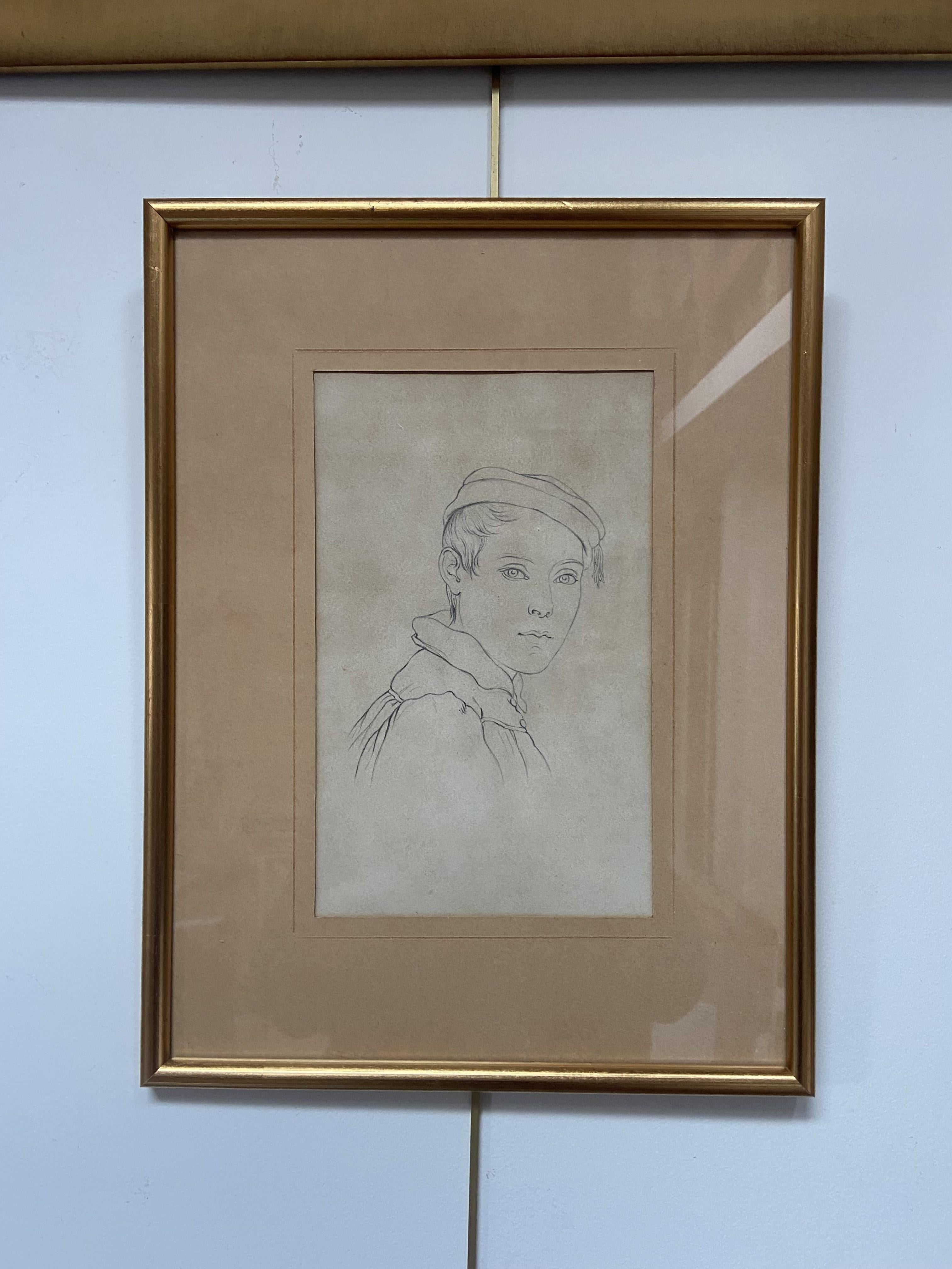 Deutsche Schule des 19. Jahrhunderts, Porträt eines Jungen, Zeichnung im Angebot 6